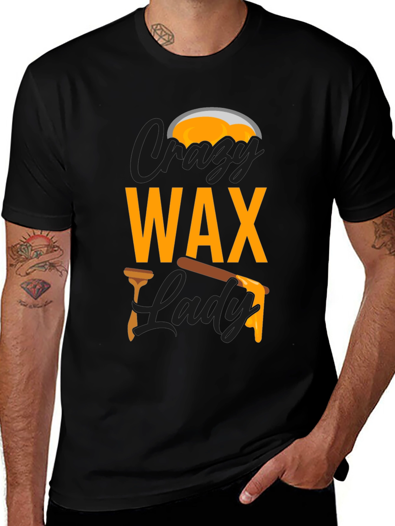 Variant 29 of Crazy Wax Lady Graphic Tee - Black Unisex T-Shirt