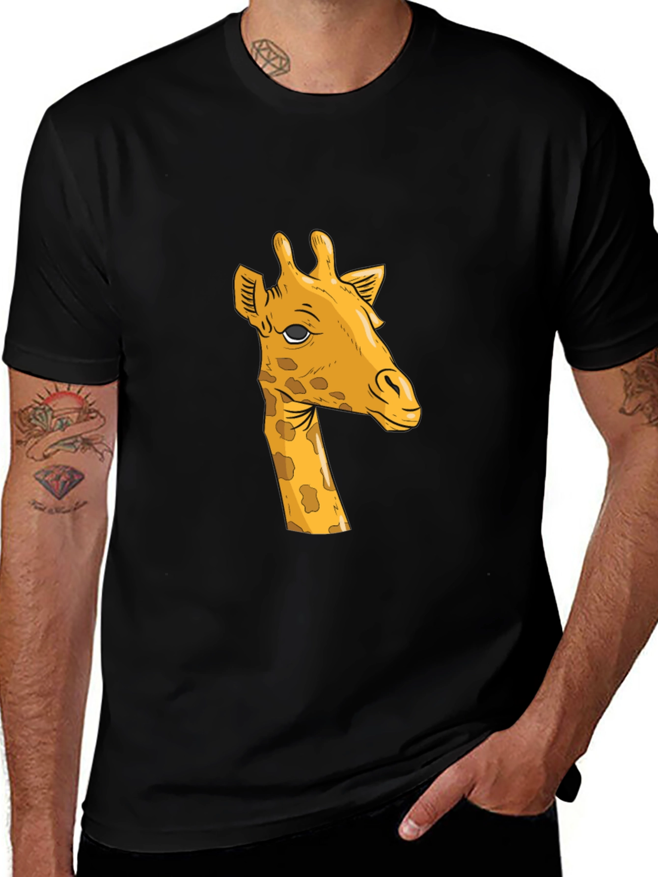 Variant 19 of Giraffe Graphic Tee - Black Cotton T-Shirt