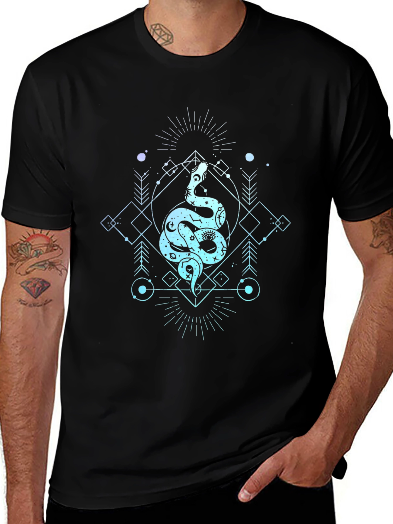 Variant 17 of Mystic Snake Graphic Tee - Black Cotton T-Shirt