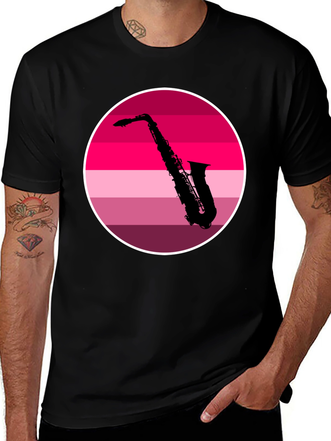 Variant 4 of Saxophone Silhouette Tee - Retro Music Vibes