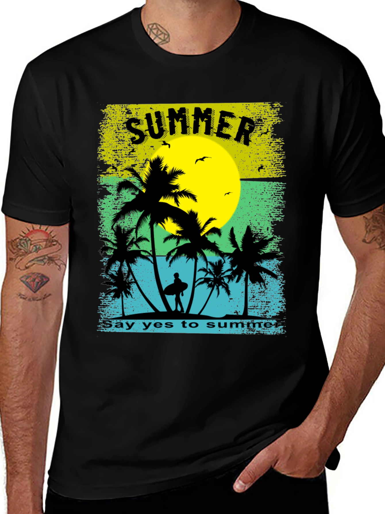 Variant 2 of Summer Graphic T-Shirt - Tropical Beach Design