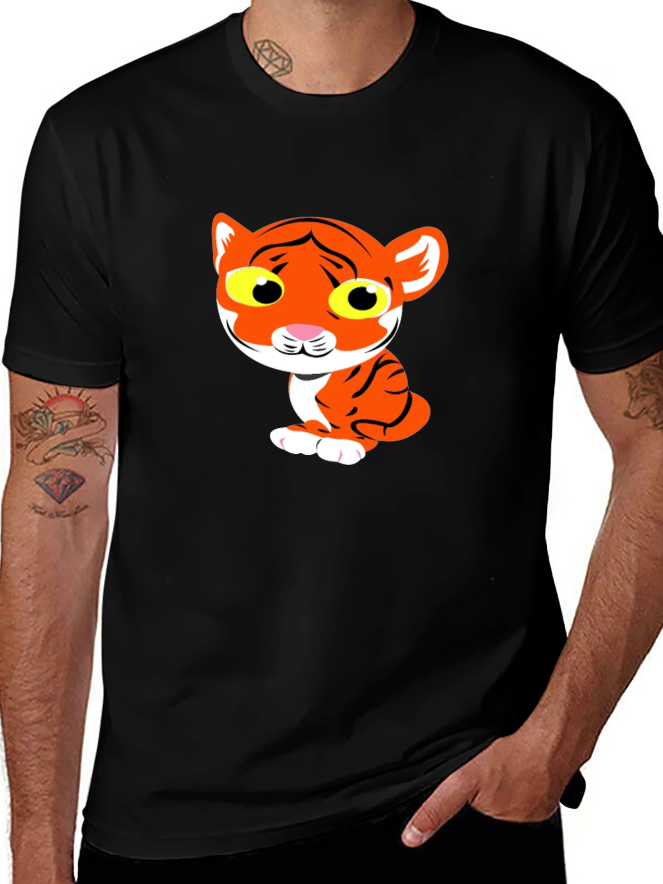 Variant 27 of Cute Tiger Graphic Tee - Black T-Shirt