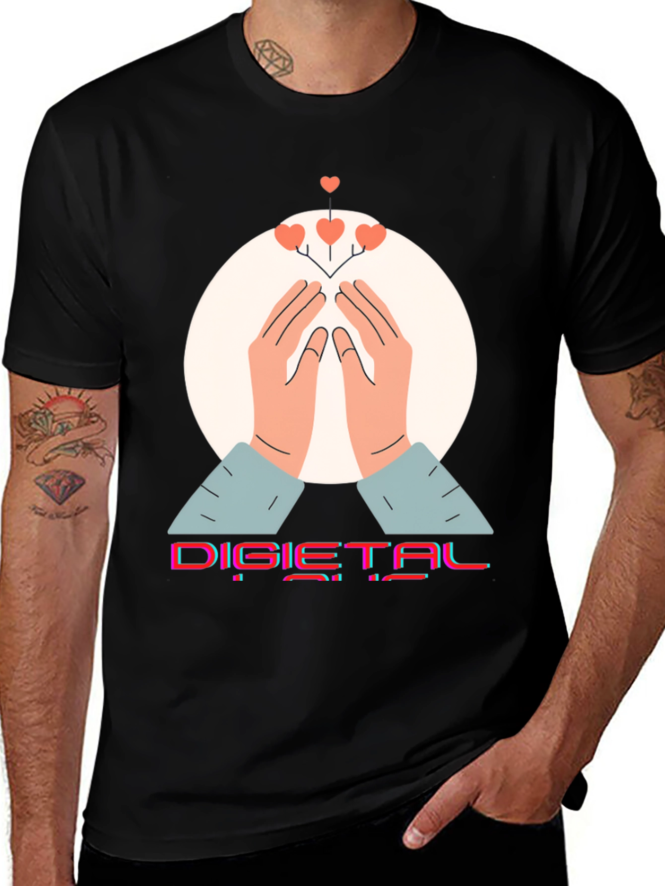 Variant 20 of Digital Hearts Graphic Tee - Modern Comfort