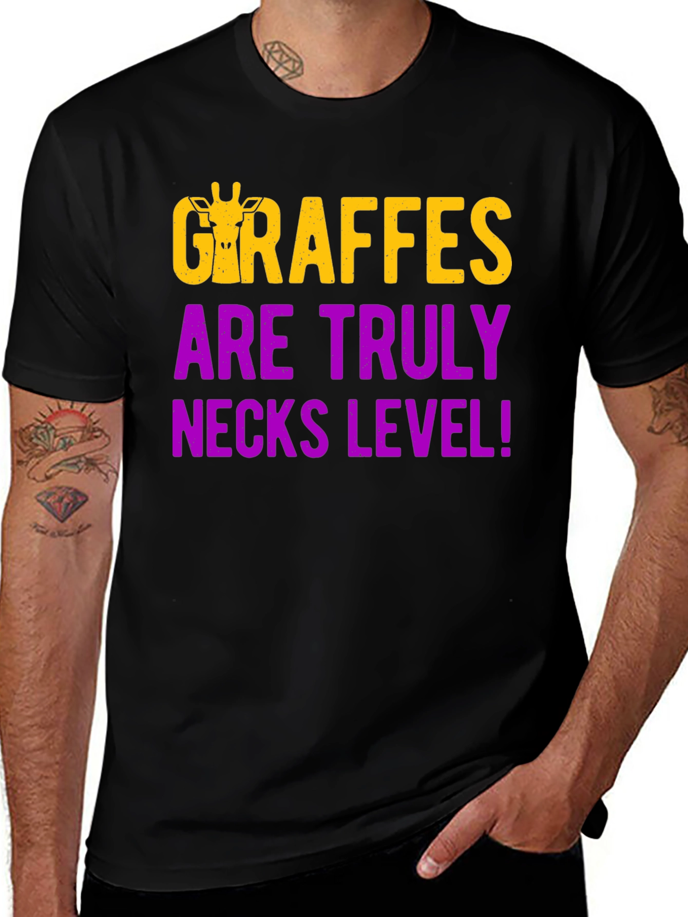 Variant 5 of Giraffes Are Truly Necks Level Black T-Shirt