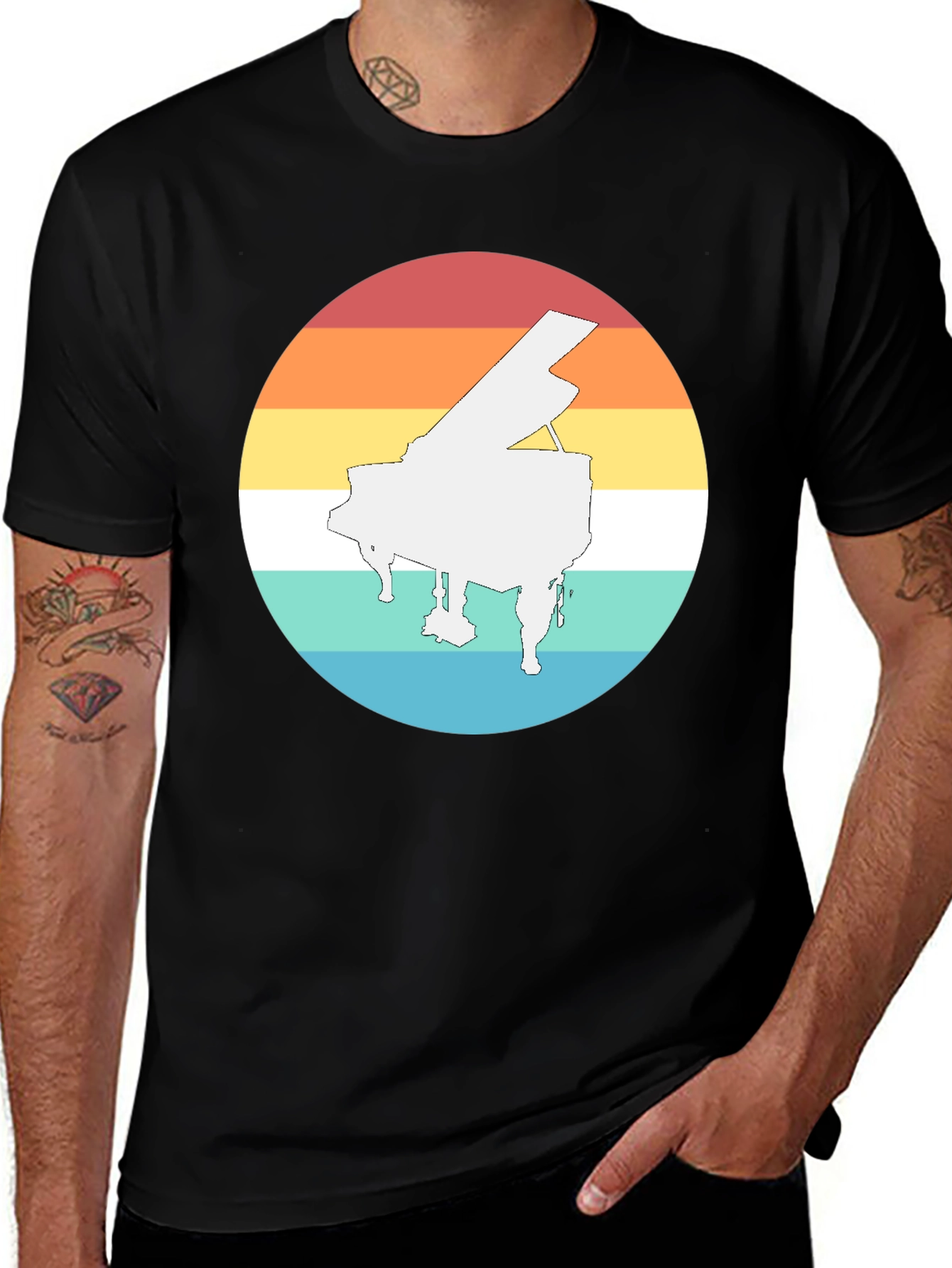 Variant 19 of Retro Piano Sunset Graphic Tee