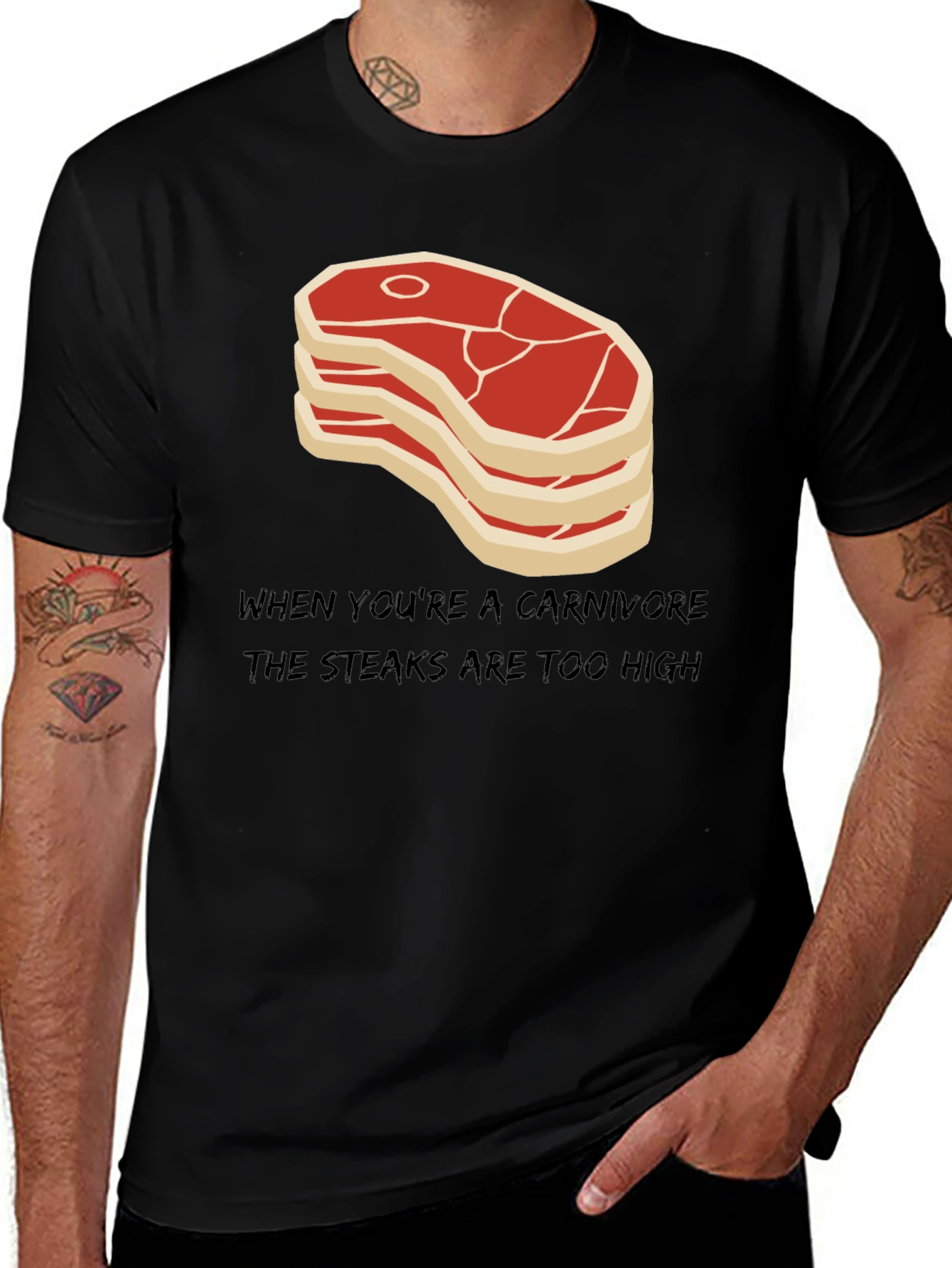 Variant 10 of Carnivore Humor T-Shirt - The Steaks Are Too High