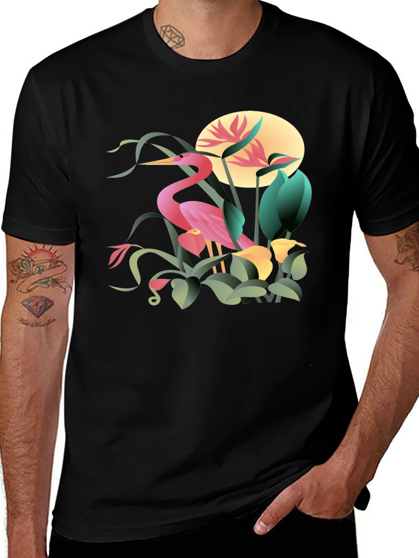 Variant 19 of Tropical Heron Graphic T-Shirt