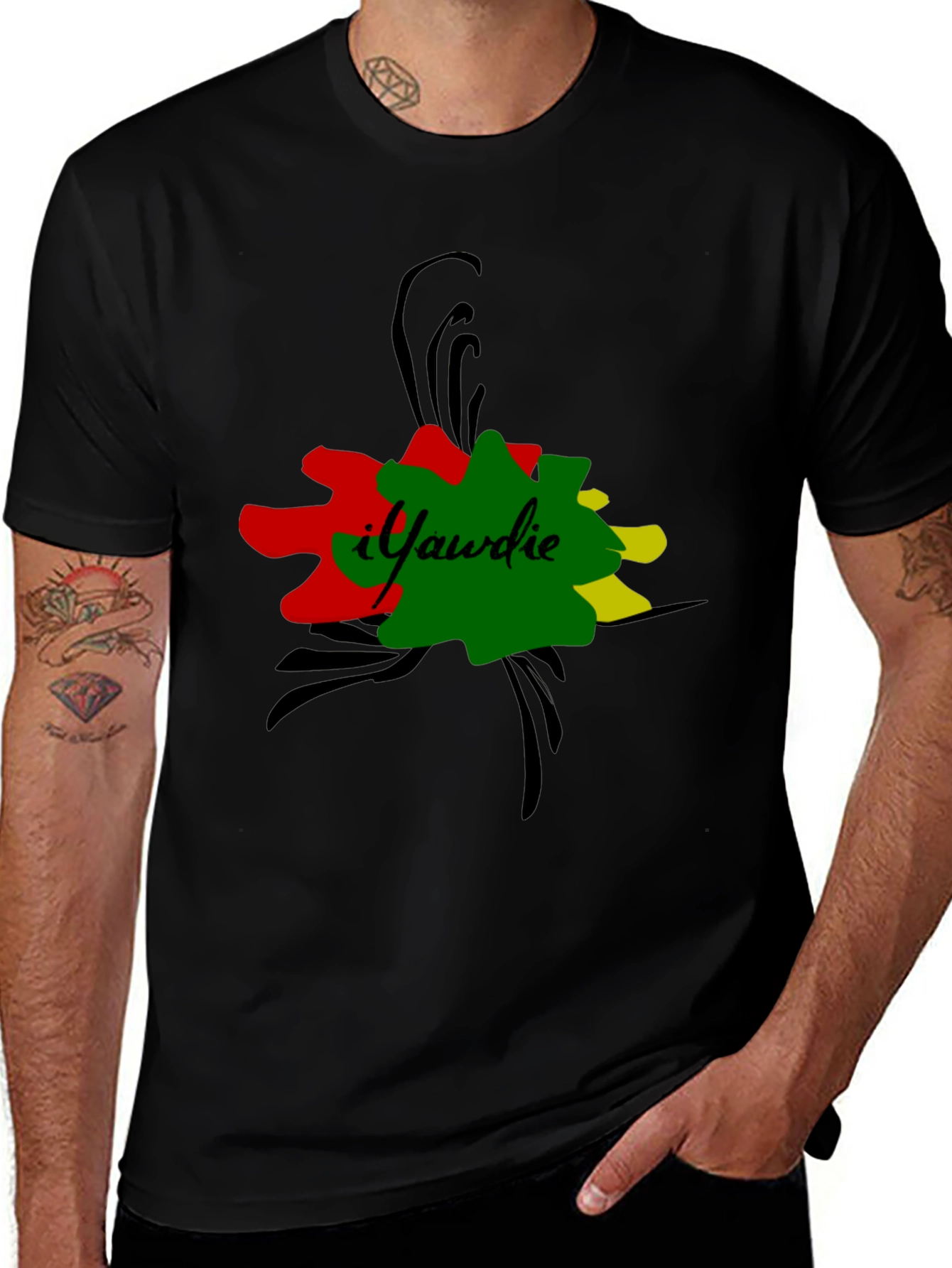 IYawdie Graphic Tee - Rasta Colors on Black