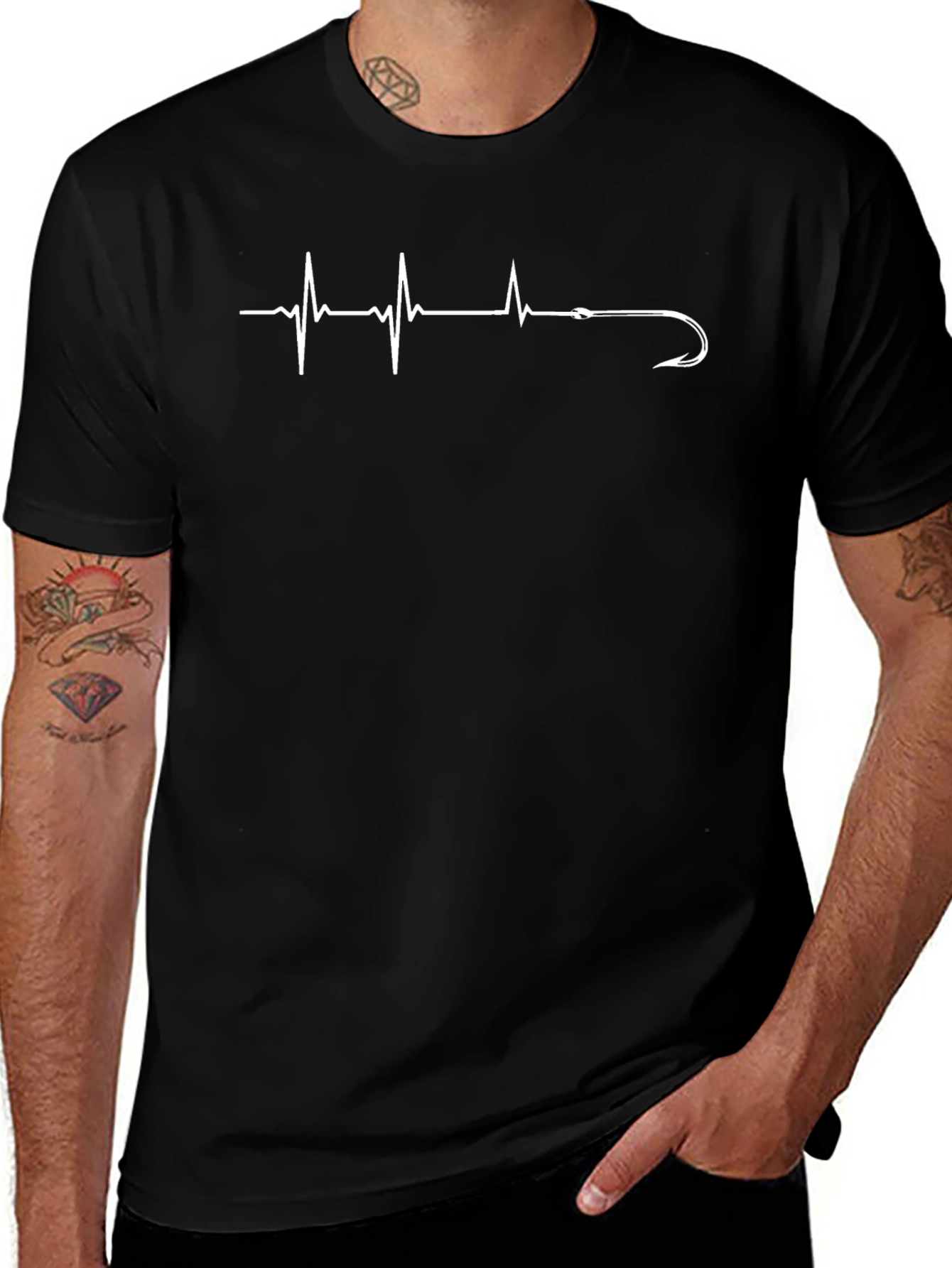 Variant 10 of Fishing Heartbeat T-Shirt - Hook Line & Sinker