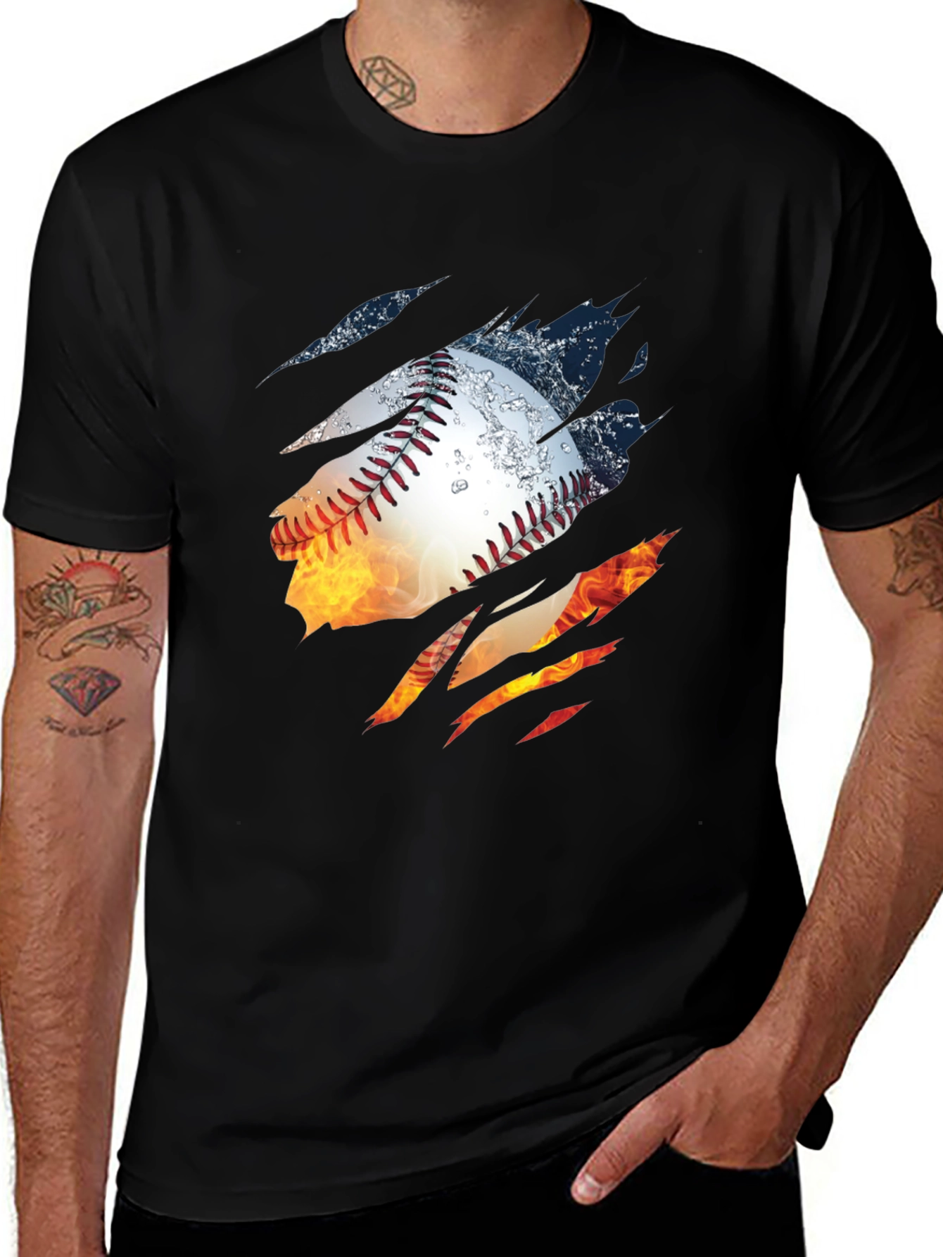 Variant 3 of Fiery Baseball Graphic T-Shirt
