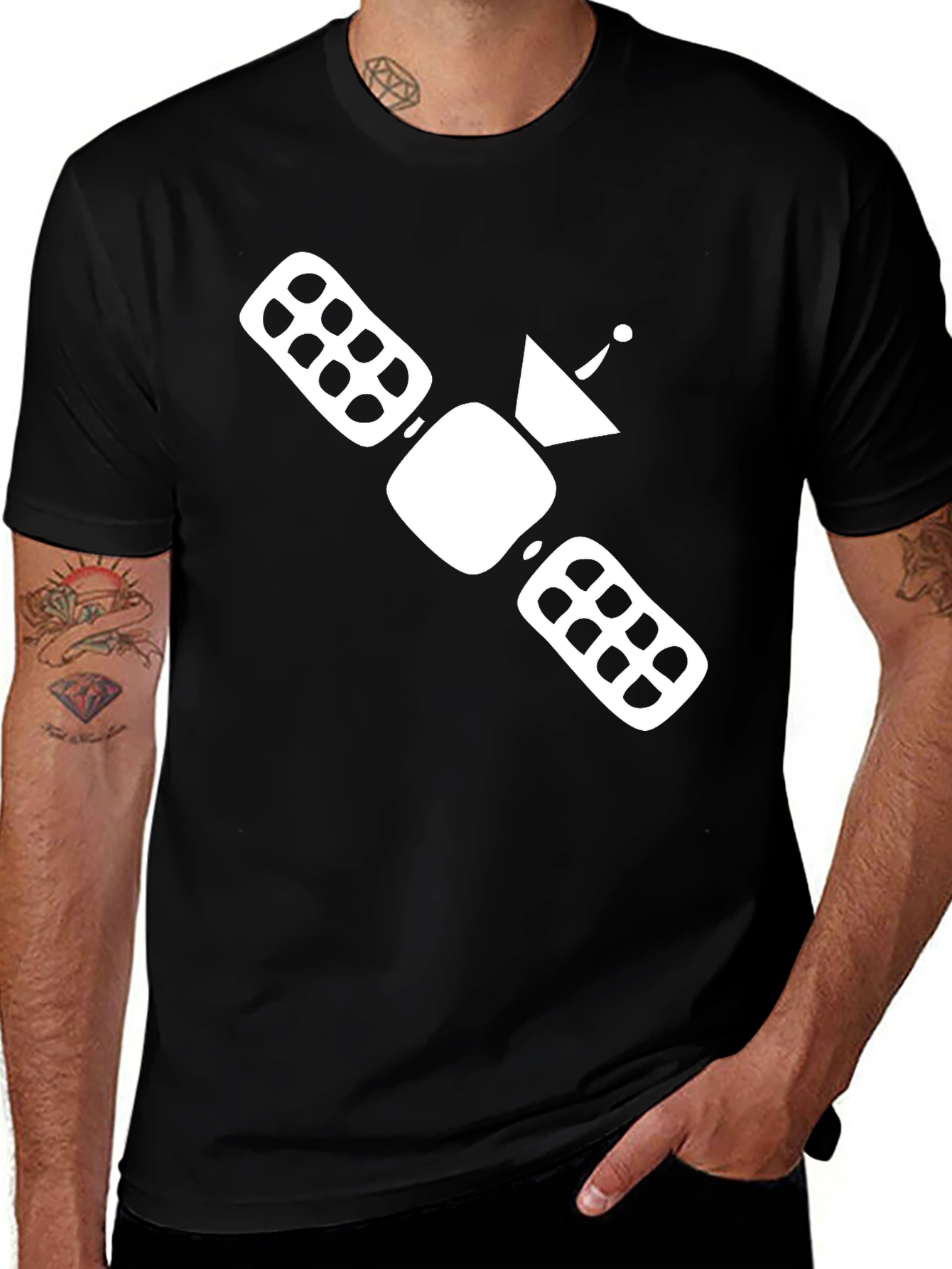 Variant 9 of Satellite Graphic T-Shirt - Black Cotton Tee