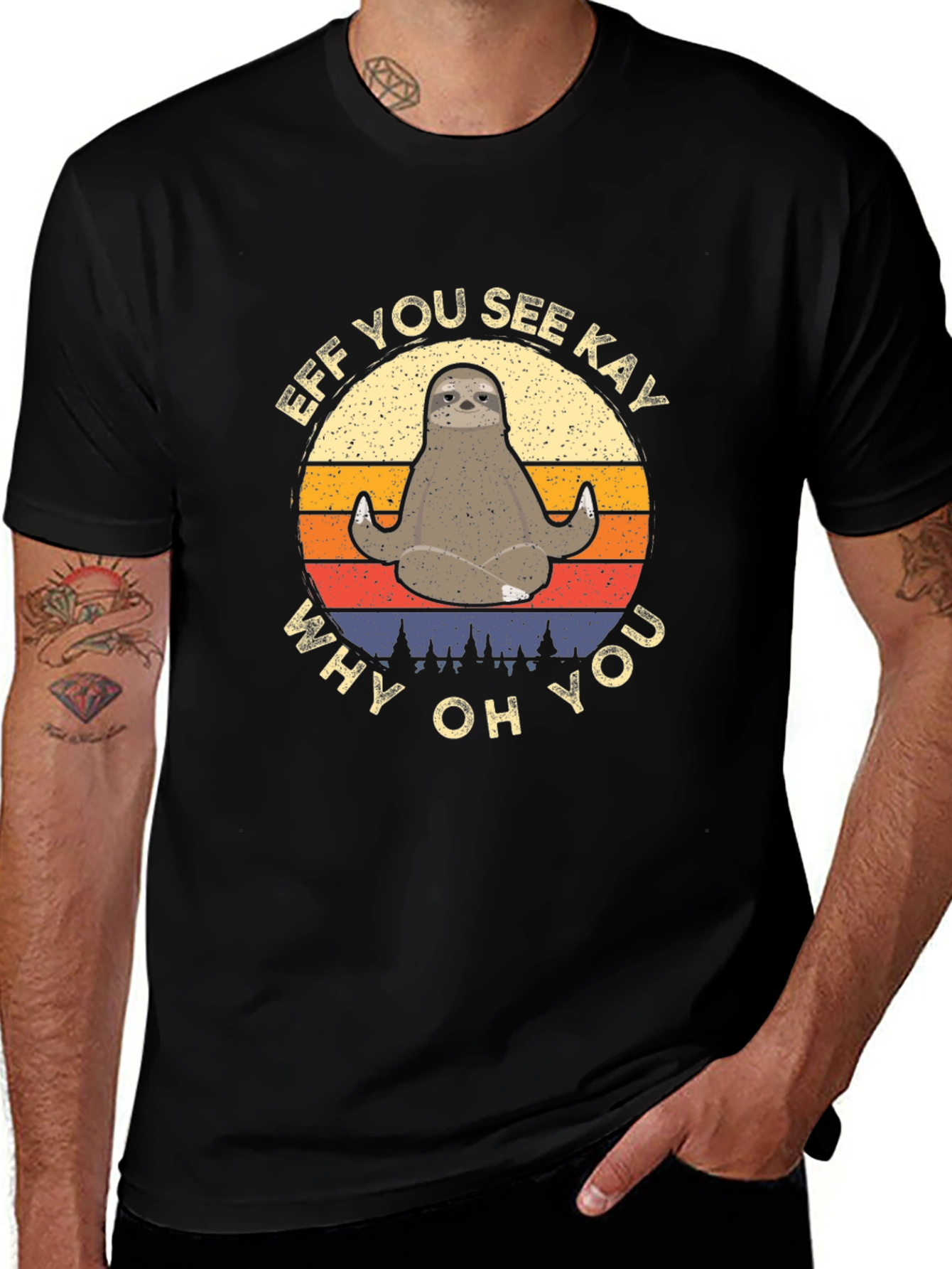 Variant 3 of Funny Sloth Yoga T-Shirt - Eff You See Kay
