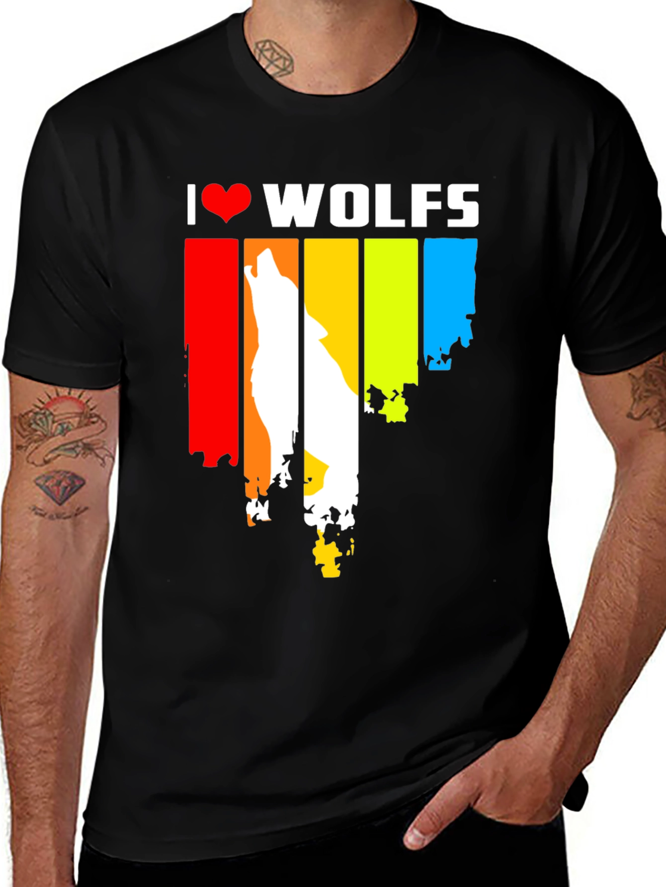 Variant 10 of I Love Wolves Graphic Tee - Unique Design