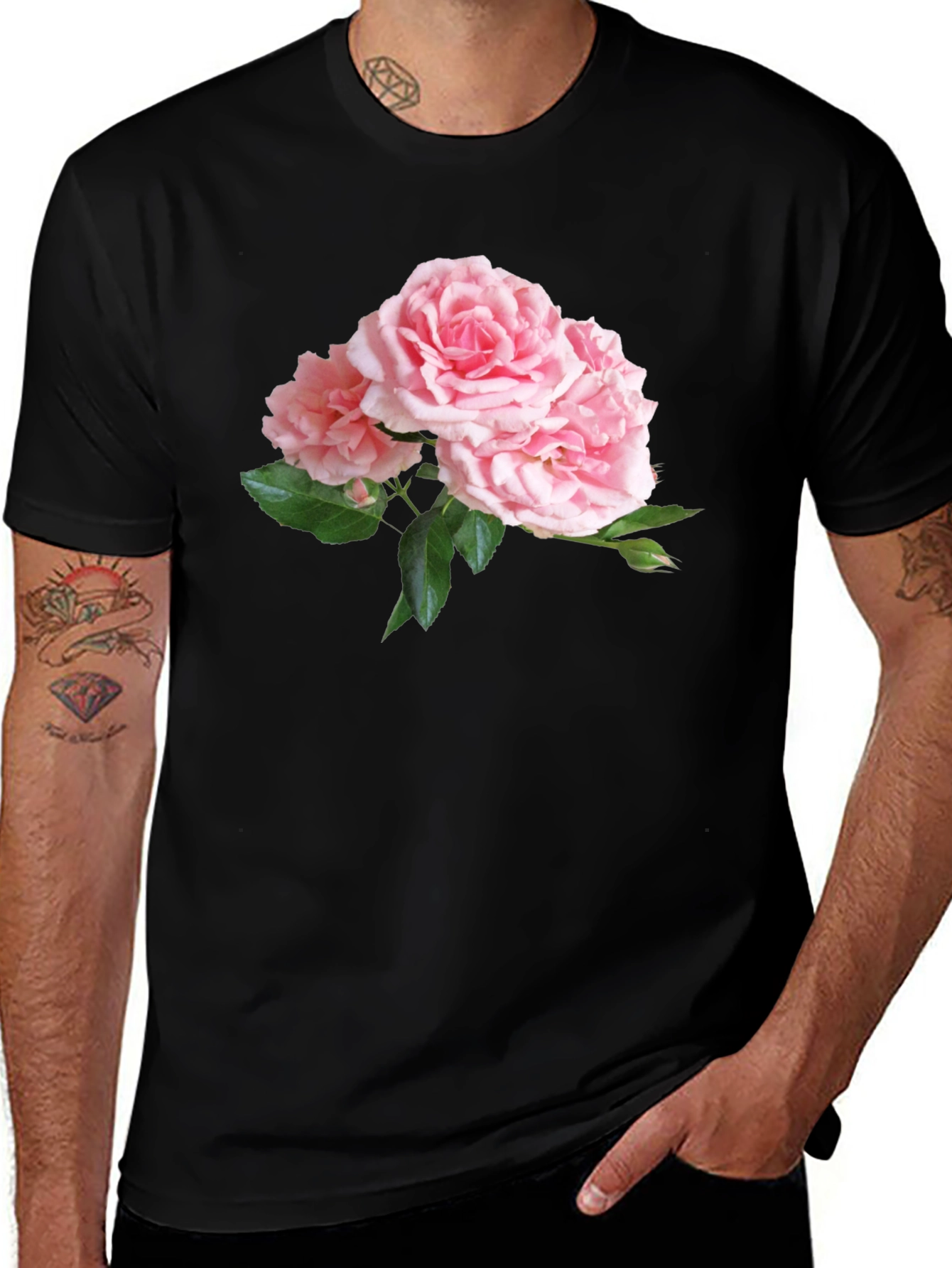 Variant 2 of Floral Print T-Shirt - Soft Pink Roses