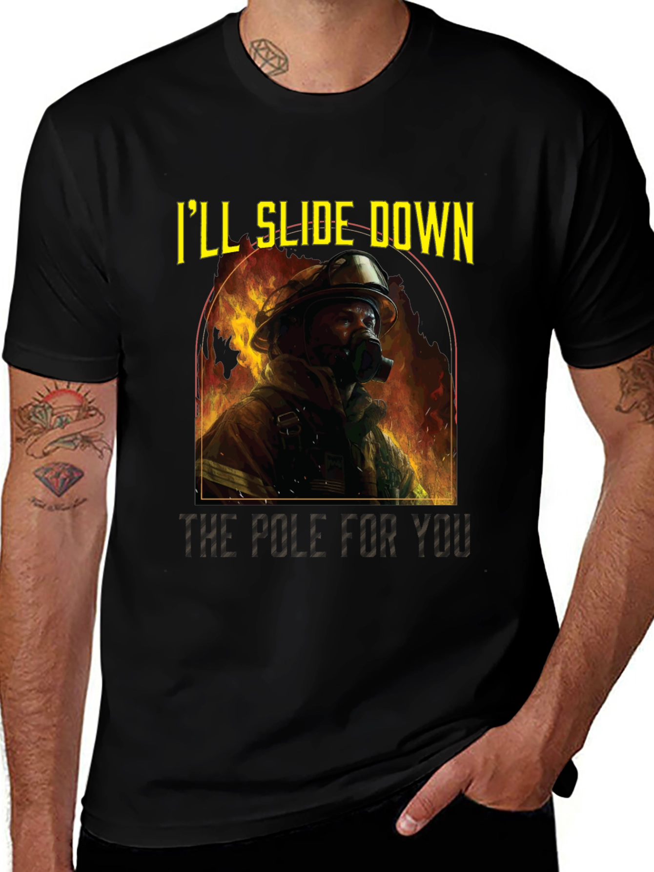 Variant 24 of Firefighter T-Shirt - I'll Slide Down For You