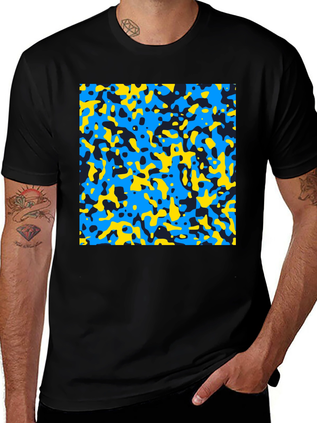 Variant 21 of Abstract Camo Print Black T-Shirt