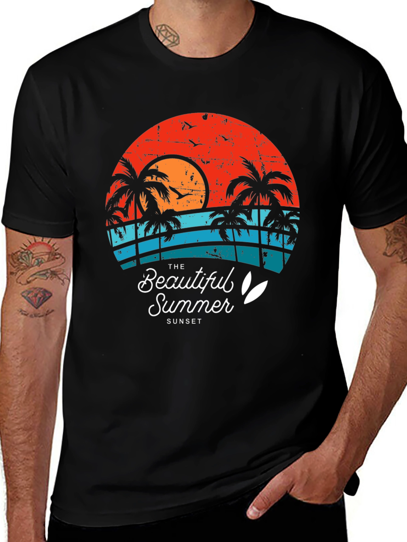 Variant 7 of Retro Summer Sunset Graphic Tee