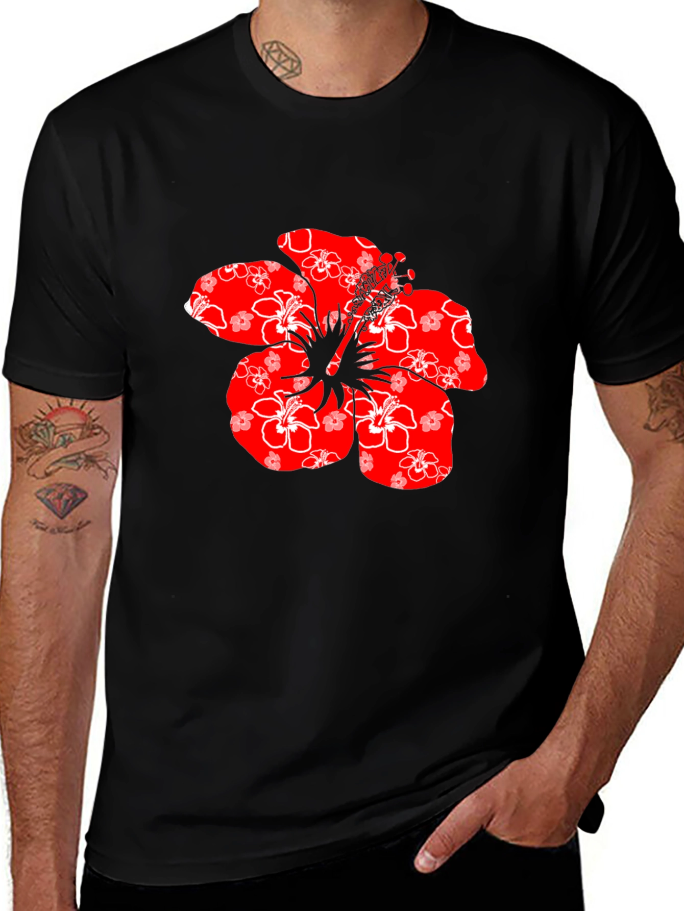Variant 20 of Floral Hibiscus Graphic Print Men's Tee