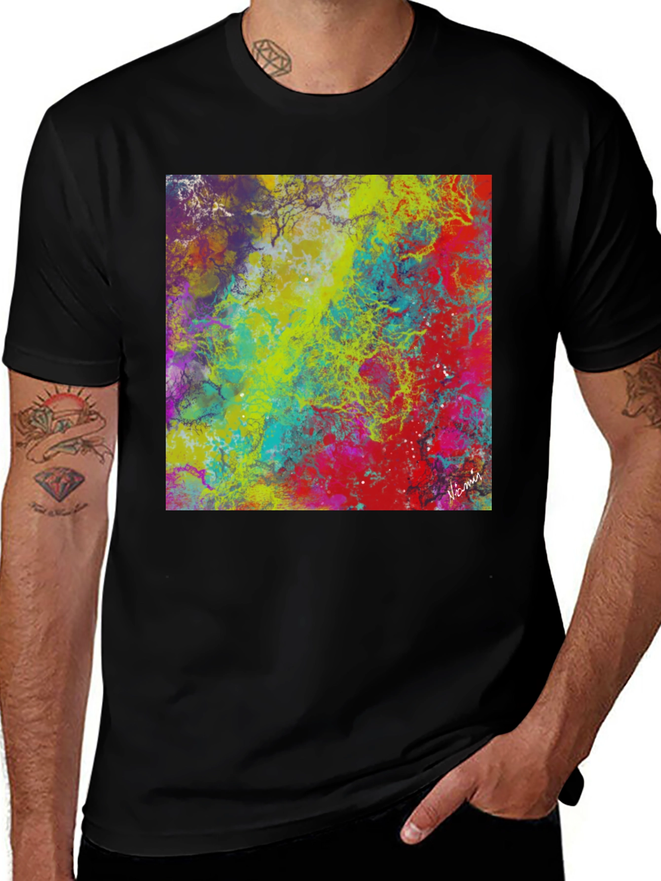 Variant 28 of Abstract Art Graphic Tee - Vivid Colors, Modern Style