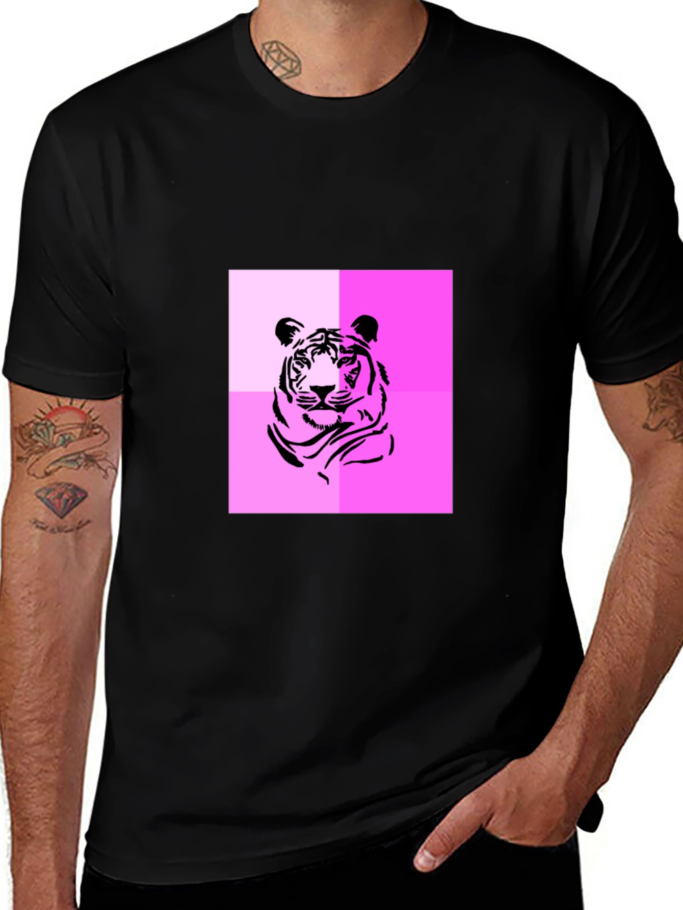 Variant 30 of Tiger Graphic Tee - Stylish Men's Black T-Shirt