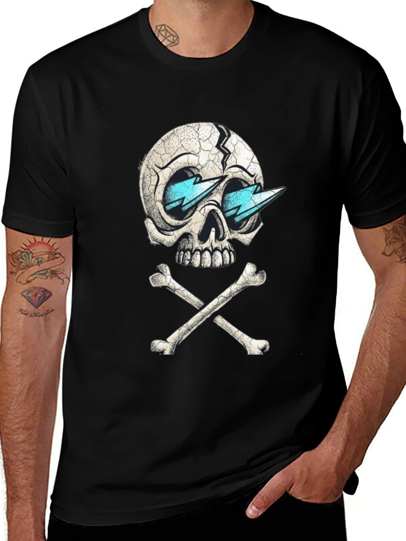 Variant 6 of Skull & Crossbones Lightning Bolt Sunglasses Graphic Tee