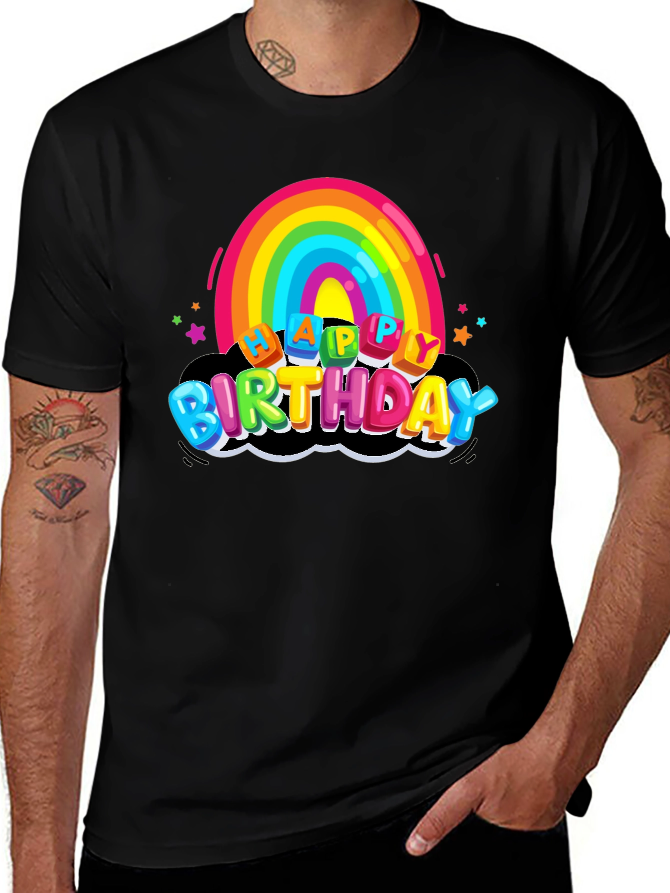 Variant 3 of Rainbow Happy Birthday Graphic T-Shirt