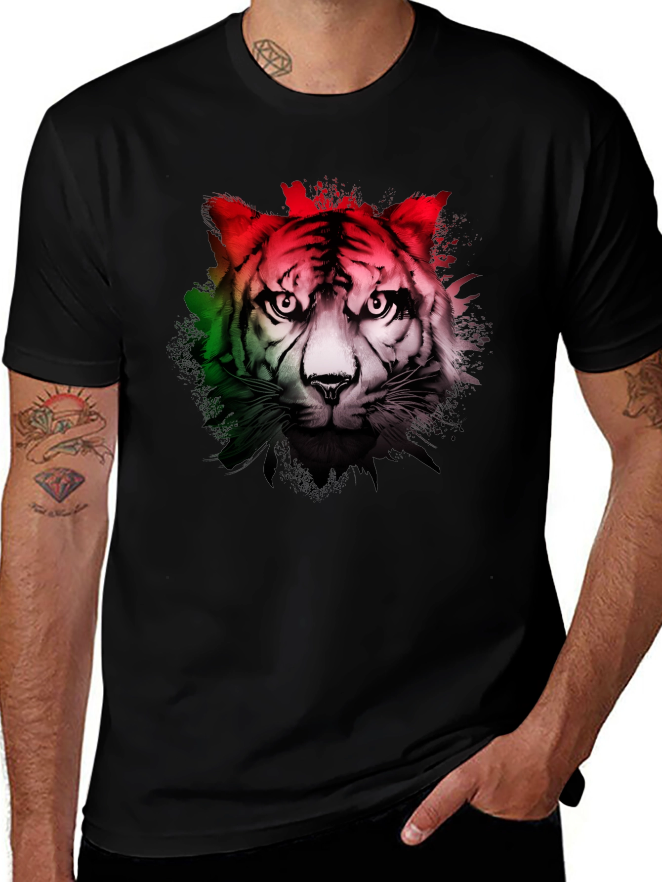 Variant 11 of Tiger Graphic Print Black T-Shirt