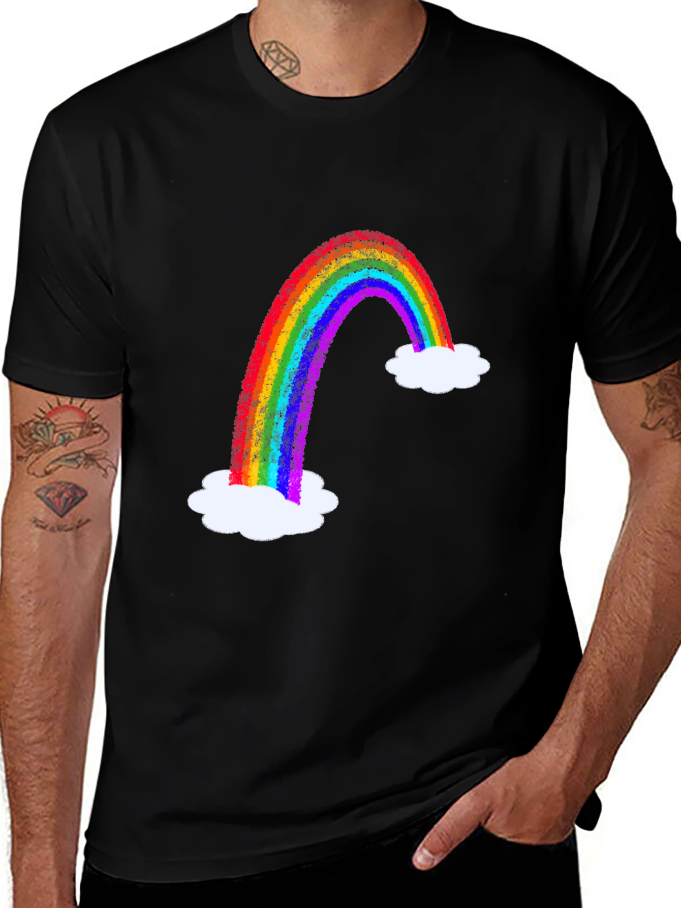 Variant 24 of Rainbow Cloud Graphic Black T-Shirt