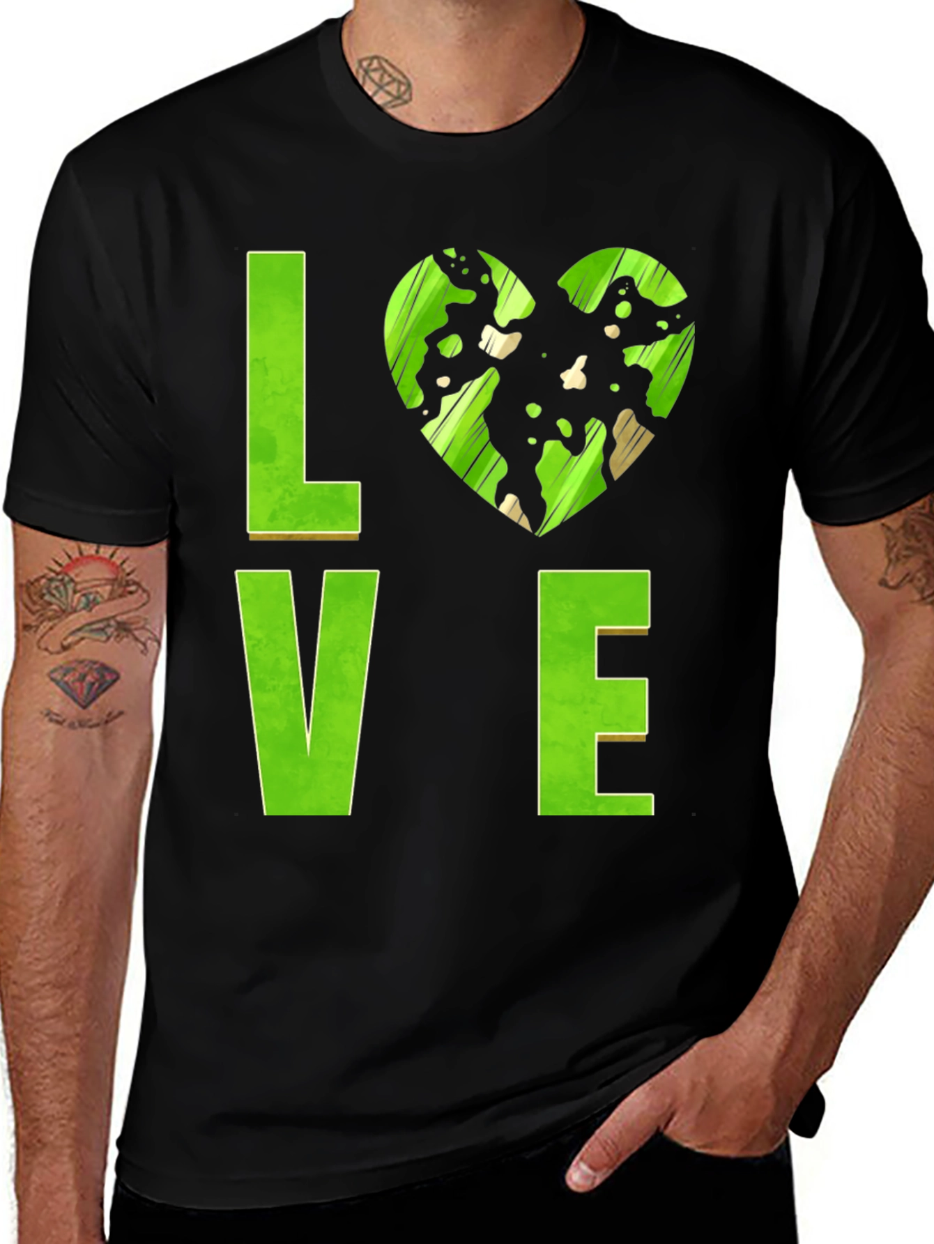 Variant 24 of Love Earth Graphic Tee - Short Sleeve Black T-Shirt