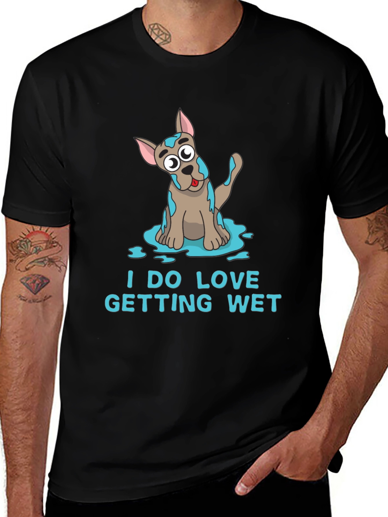 Variant 17 of Funny 'I DO LOVE GETTING WET' Dog T-Shirt
