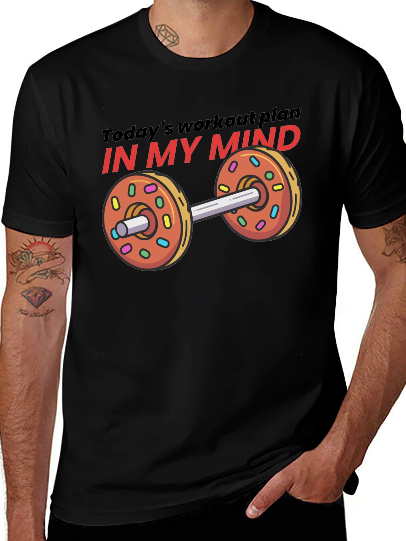 Variant 27 of Funny Workout Plan Donut Dumbbell Graphic Tee