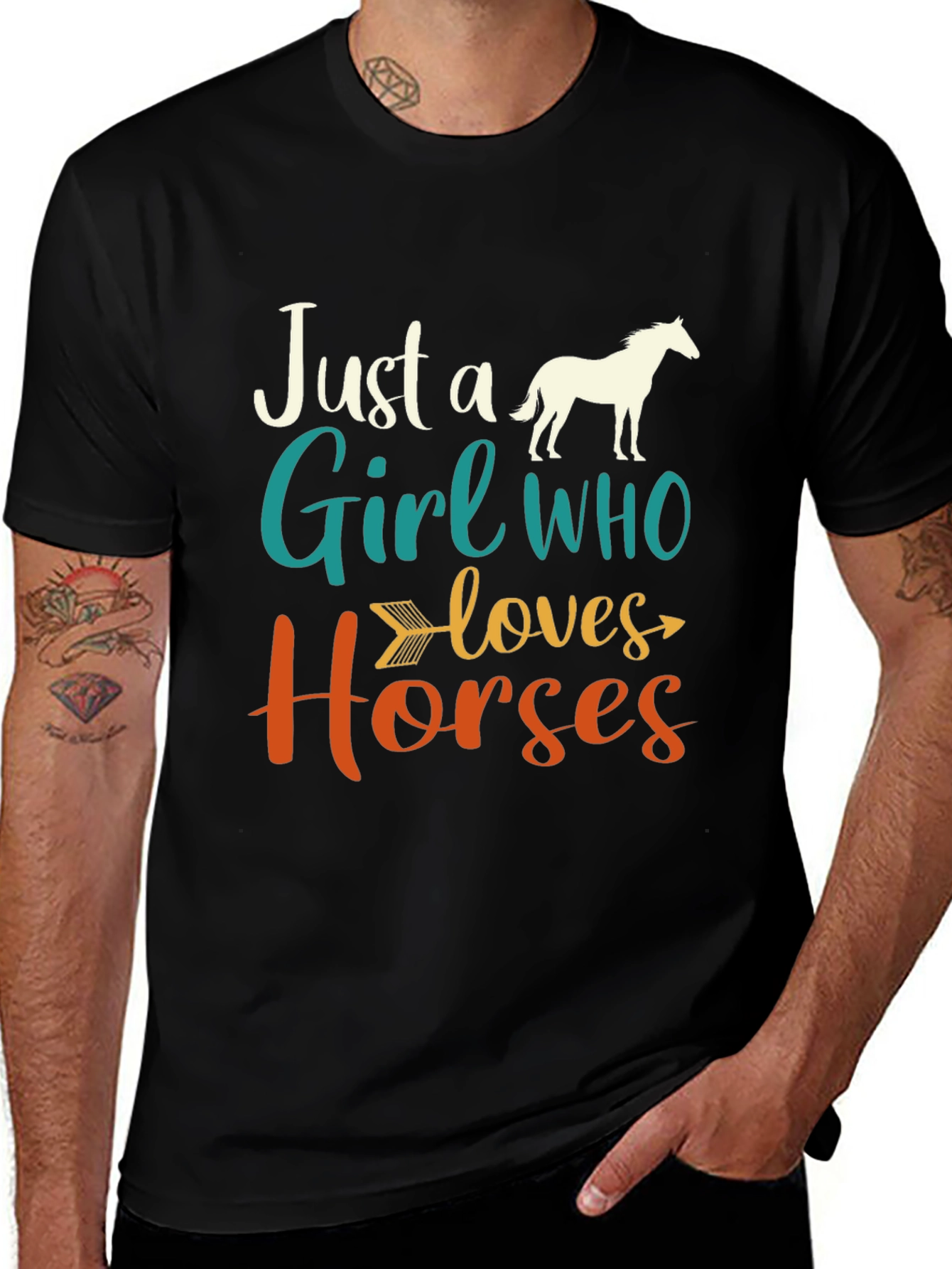 Variant 16 of Just a Girl Who Loves Horses Black T-Shirt