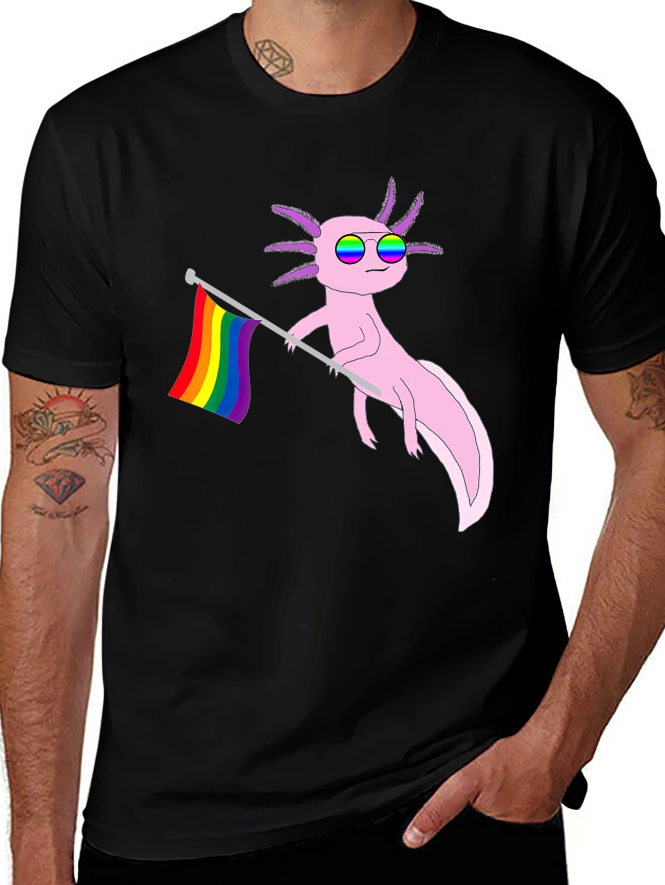 Axolotl Pride T-Shirt - LGBTQ+ Rainbow Flag