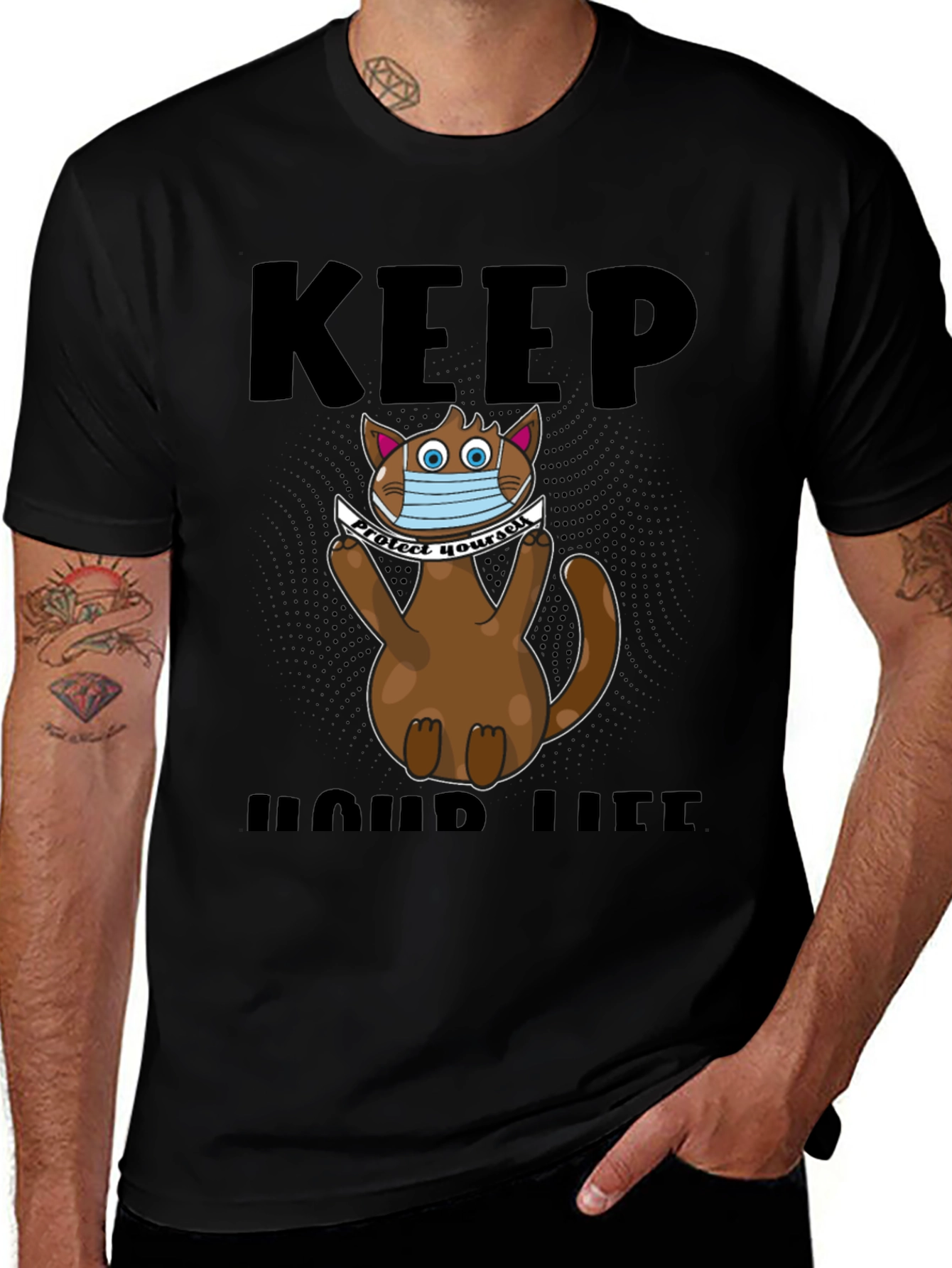 Keep Your Life T-Shirt: Cat Wearing Mask