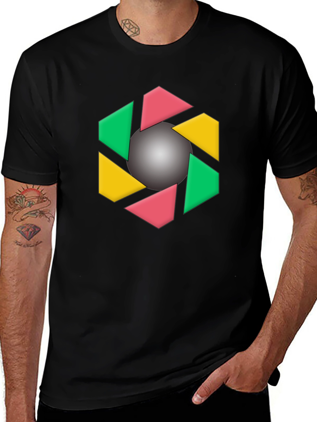 Variant 9 of Geometric Design Black T-Shirt