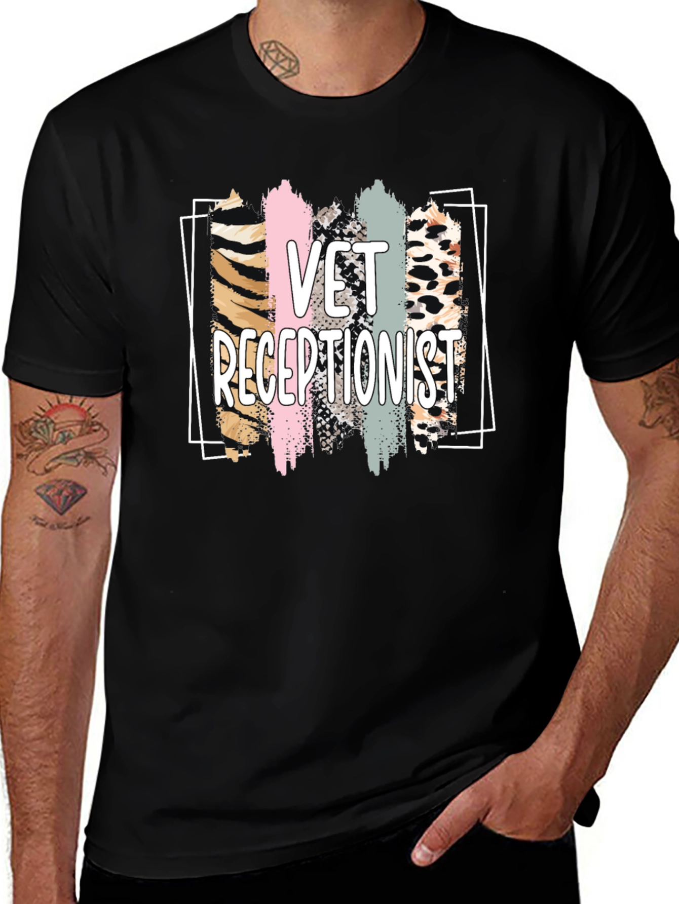 Vet Receptionist Animal Print T-Shirt