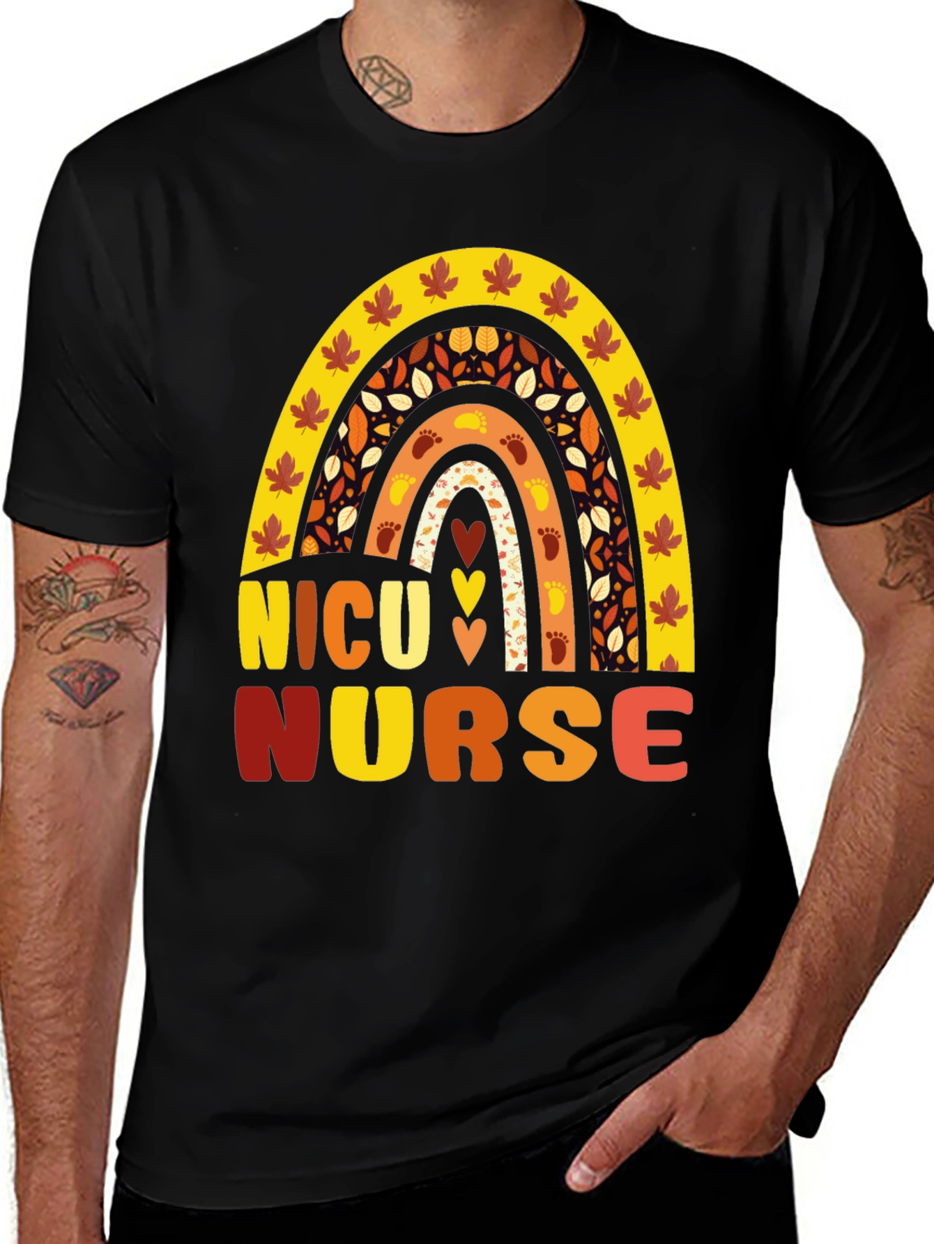 NICU Nurse Fall Rainbow T-Shirt