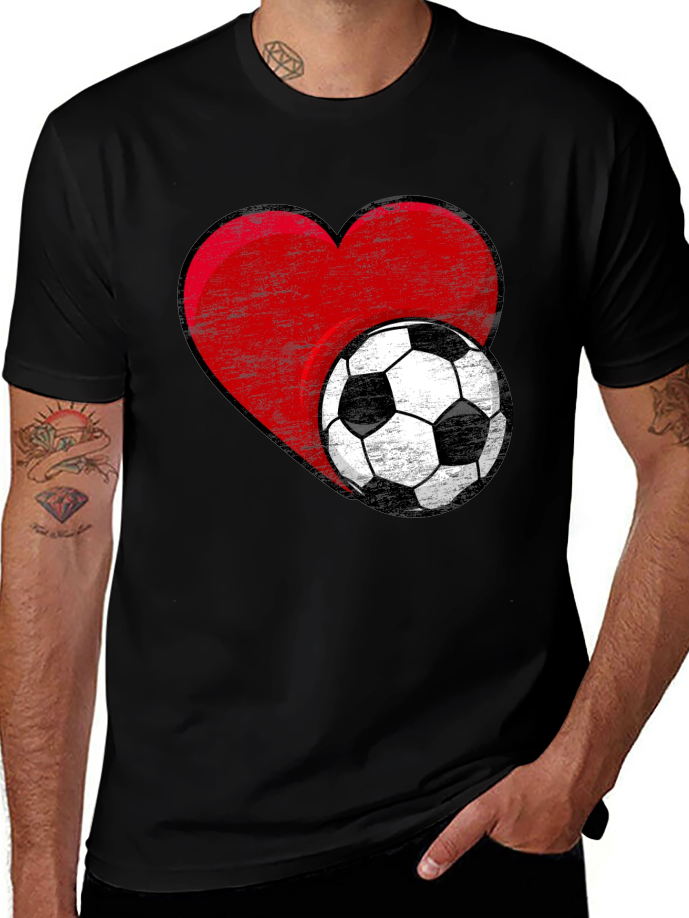Variant 20 of Soccer Heart T-Shirt - Black Graphic Tee