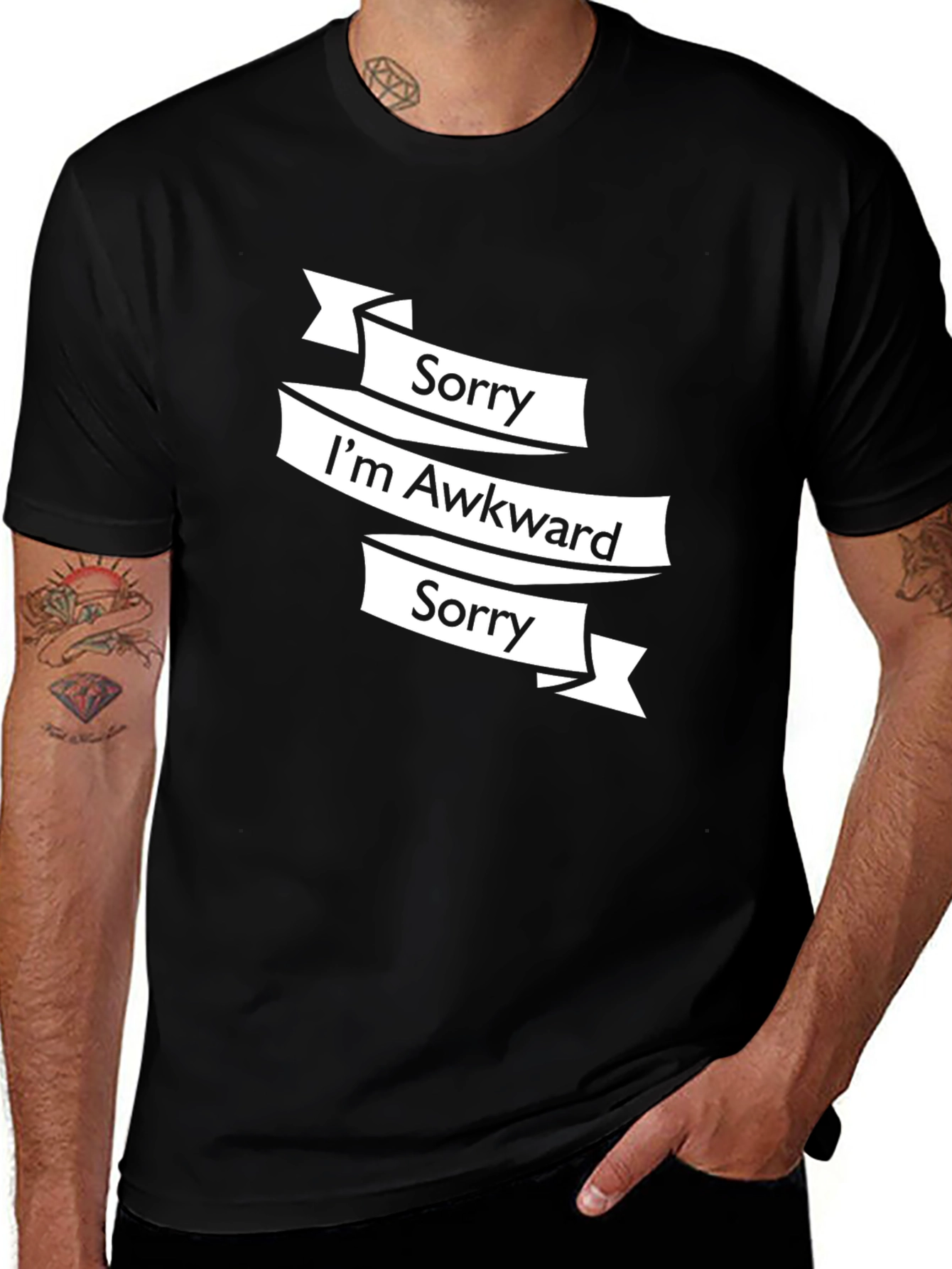 Variant 15 of Awkward Sorry Graphic Tee - Black Casual T-Shirt