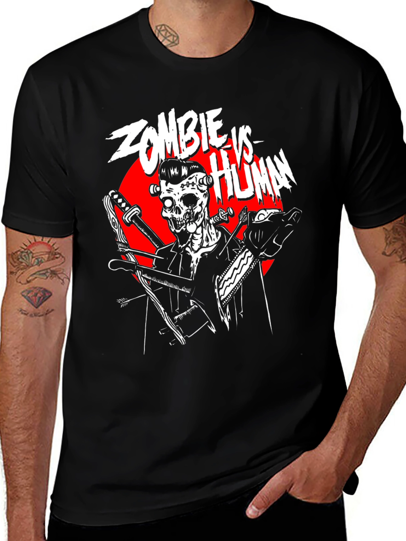 Variant 7 of Zombie vs Human Graphic T-Shirt