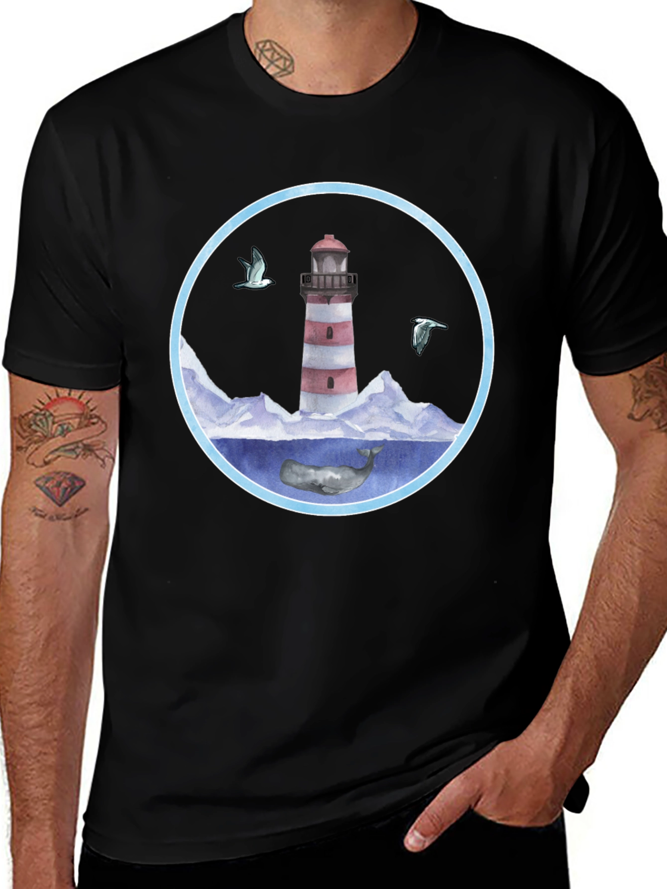 Variant 28 of Lighthouse & Whale Graphic T-Shirt