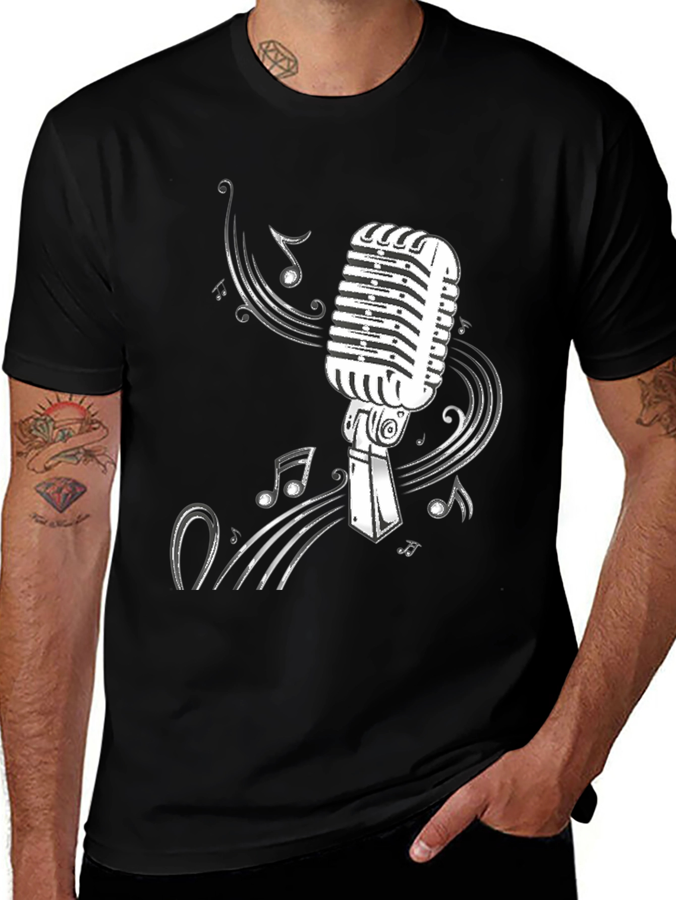 Variant 26 of Vintage Microphone Graphic T-Shirt - Black