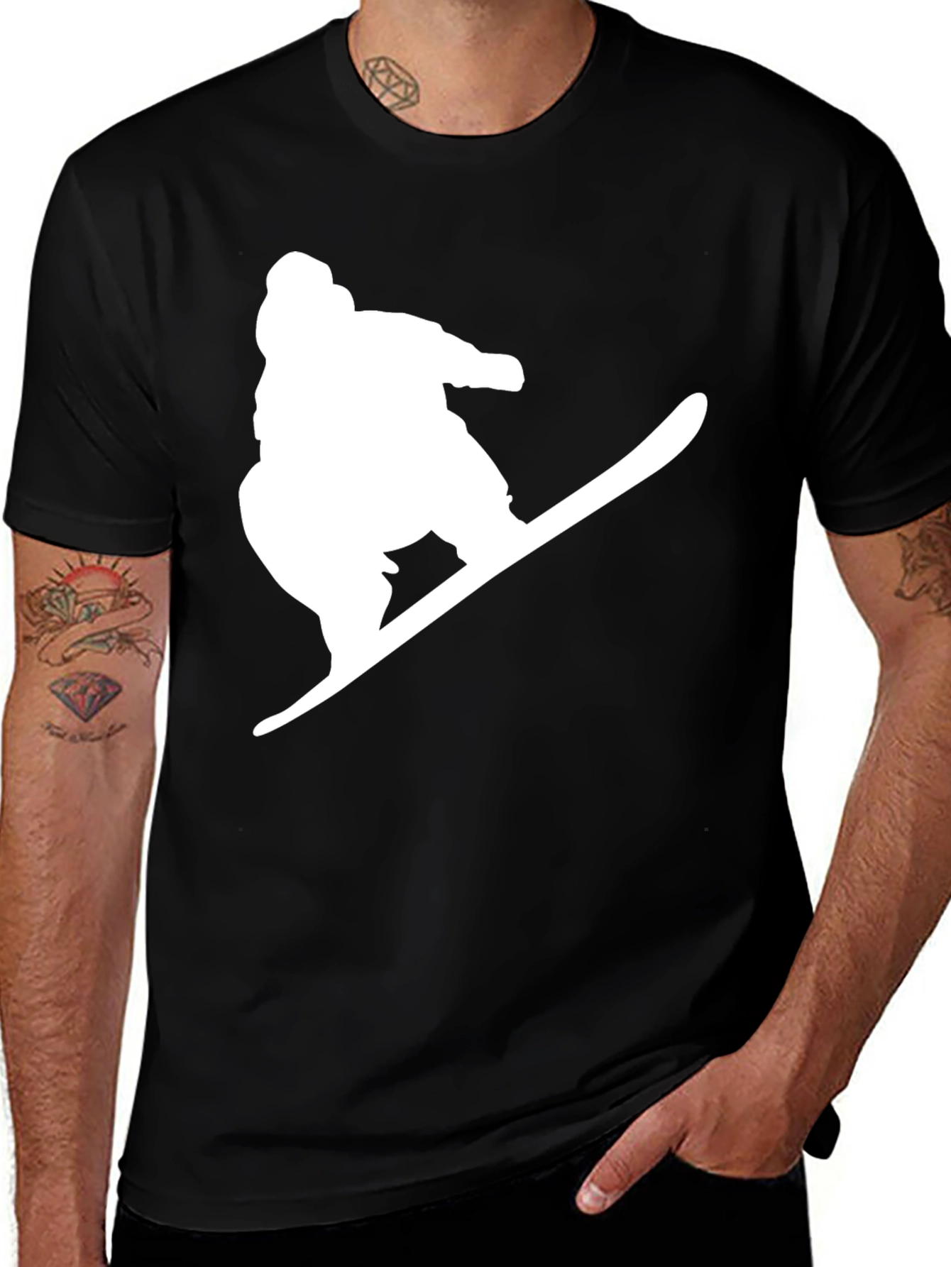 Variant 15 of Snowboarder Graphic Tee - Cool Black T-Shirt