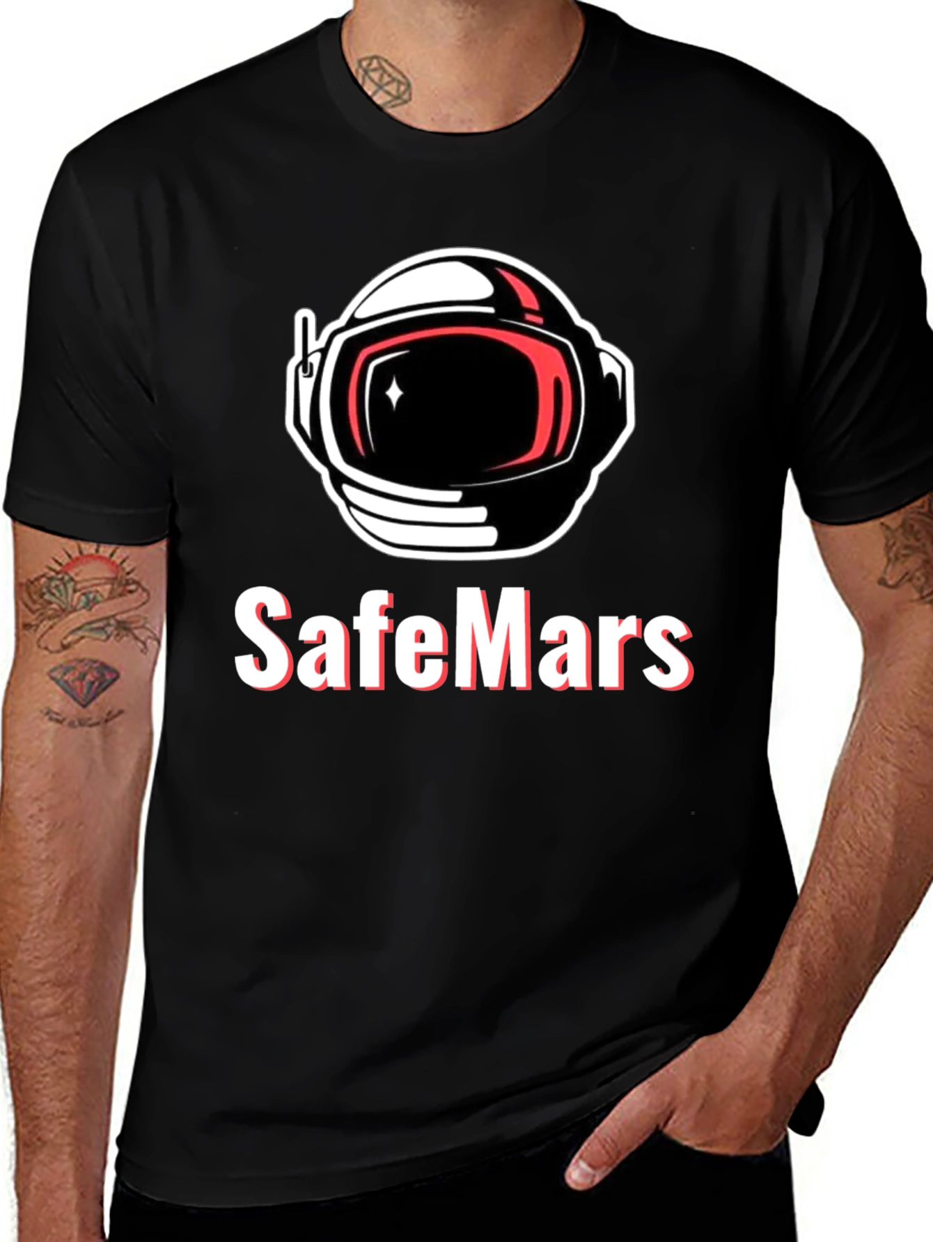 SafeMars Astronaut Helmet Black T-Shirt