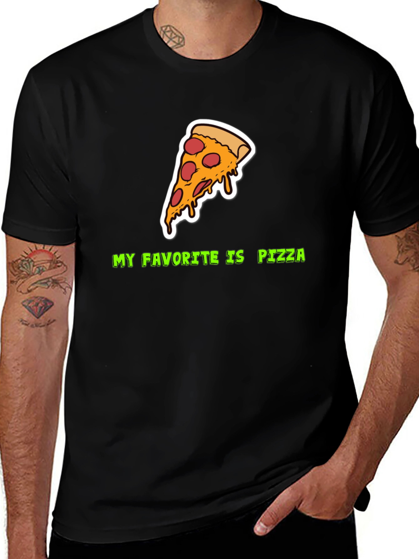 Variant 14 of Pizza Lover's Tee - My Favorite Is Pizza
