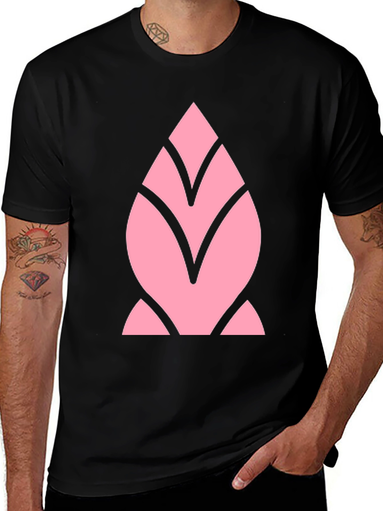 Variant 25 of Pink Geometric Black T-Shirt