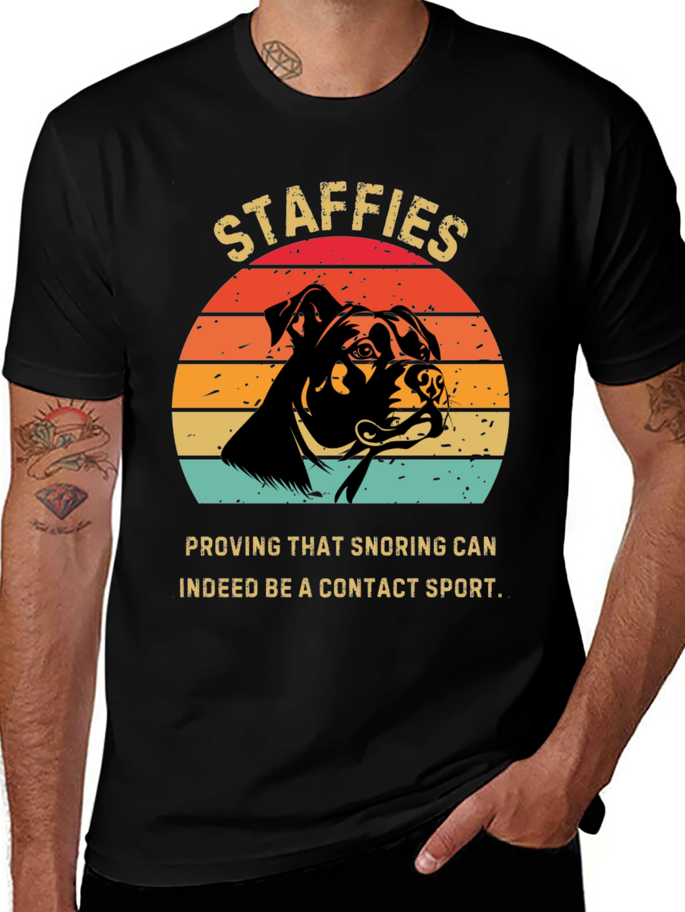 Variant 22 of Staffies Snoring Contact Sport T-Shirt