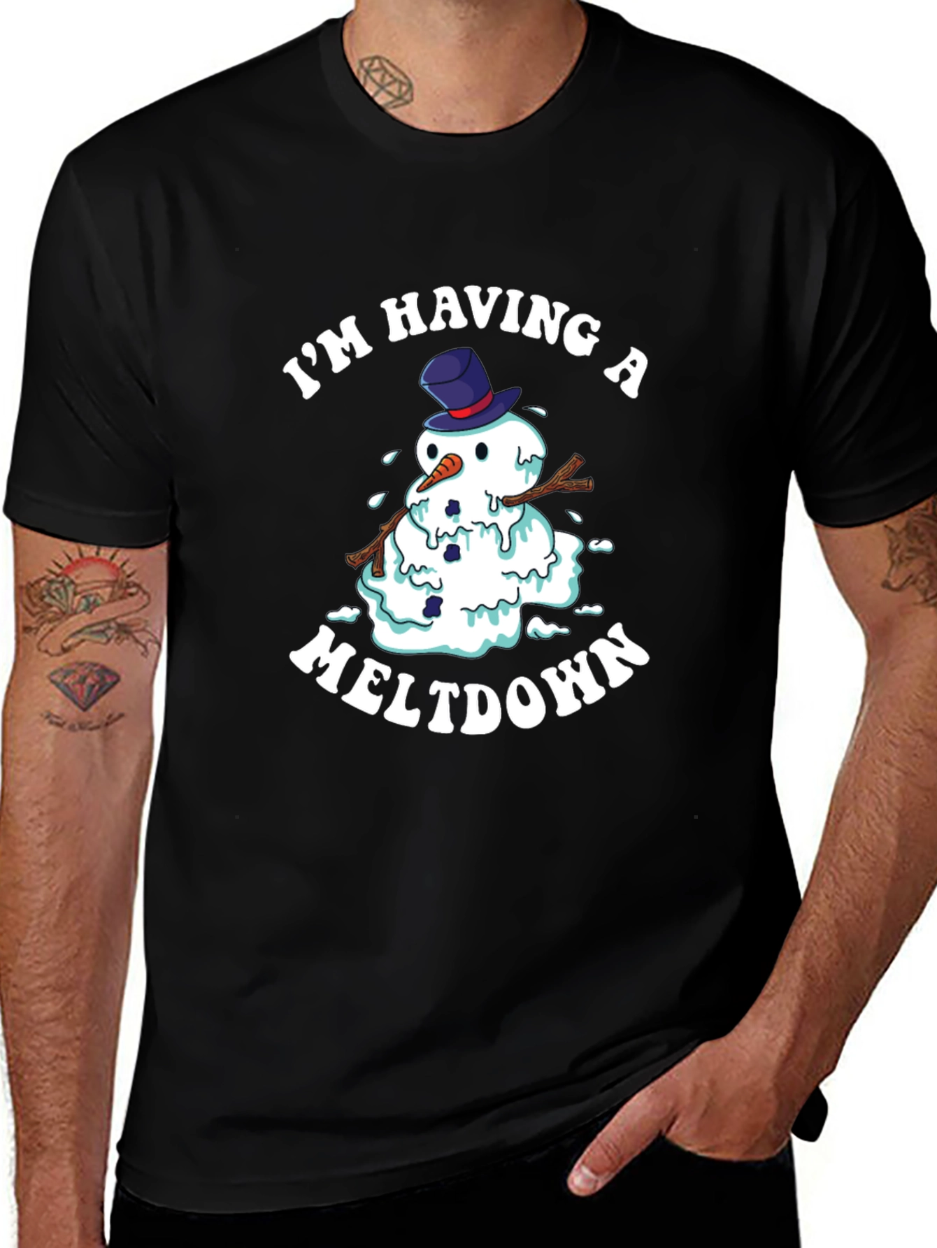 Variant 7 of Funny Meltdown Snowman Graphic Tee