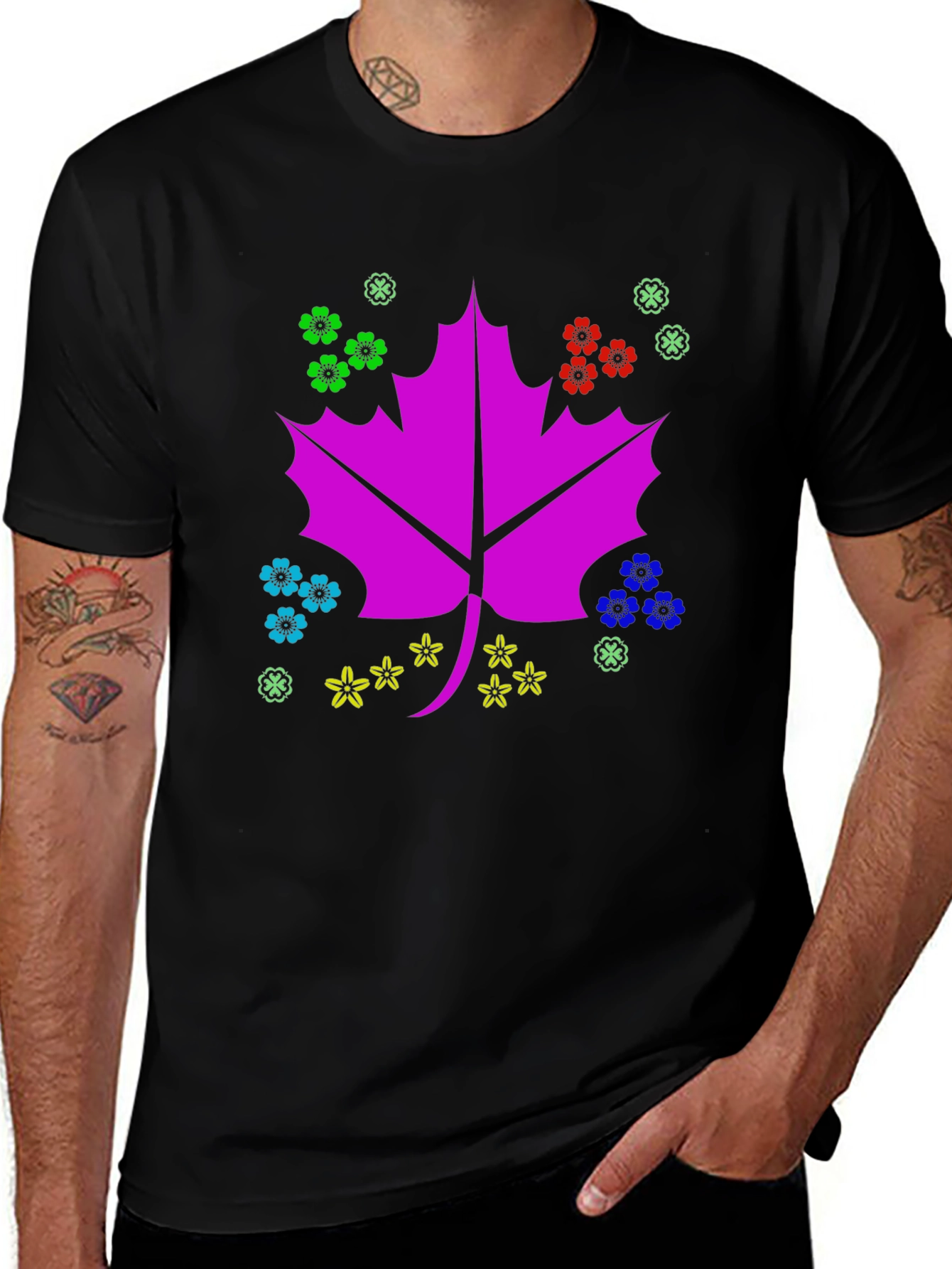 Variant 6 of Maple Leaf Graphic Print Tee - Casual Style