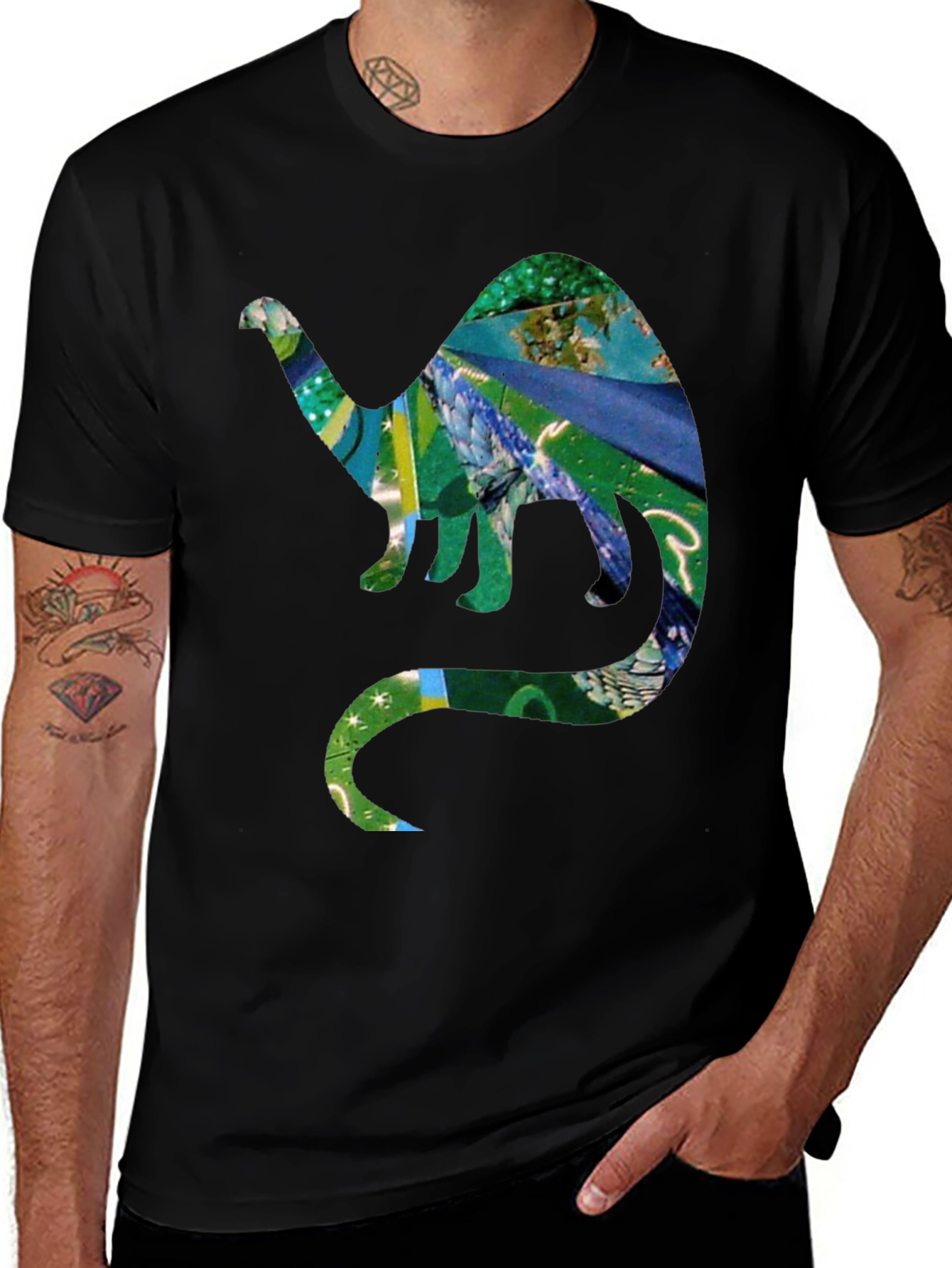 Variant 16 of Dinosaur Graphic Print Black T-Shirt